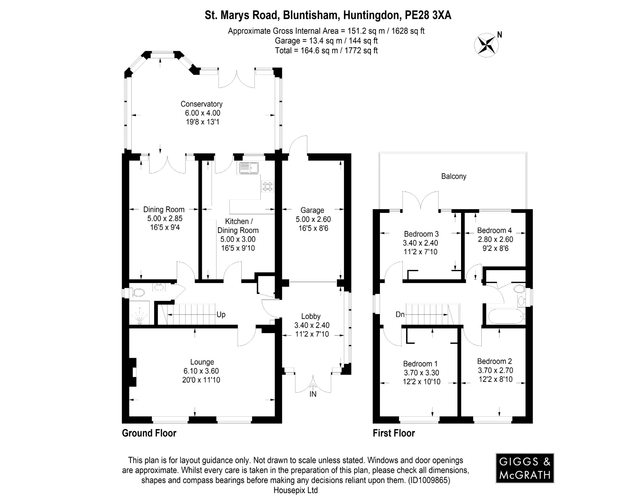 4 bed detached house for sale in St Marys Road, Huntingdon - Property Floorplan