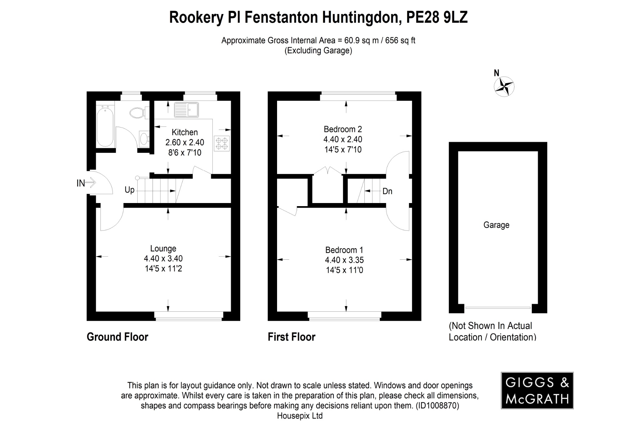 2 bed semi-detached house for sale in Rookery Place, Huntingdon - Property Floorplan