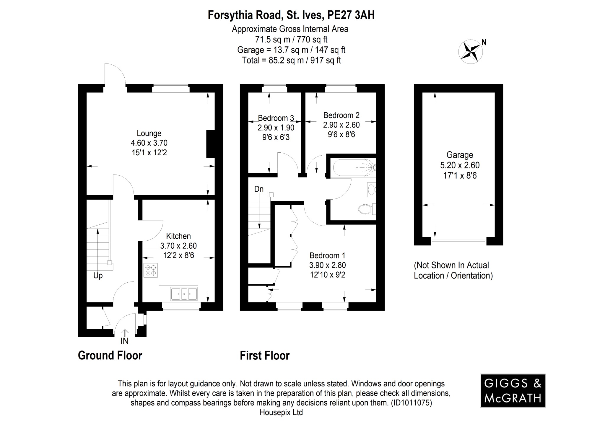 3 bed terraced house for sale in Forsythia Road, St Ives - Property Floorplan