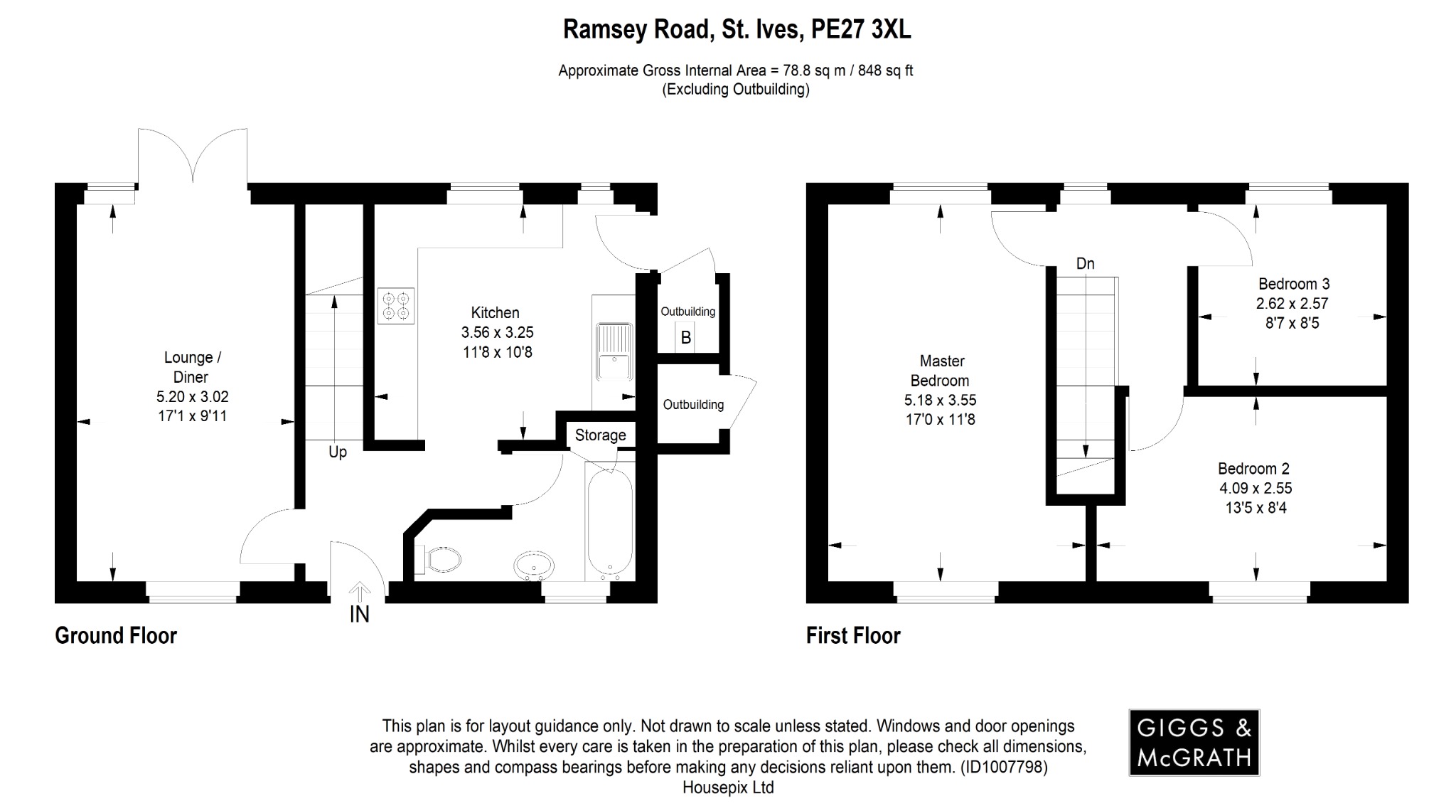 3 bed semi-detached house for sale in Ramsey Road, St Ives - Property Floorplan