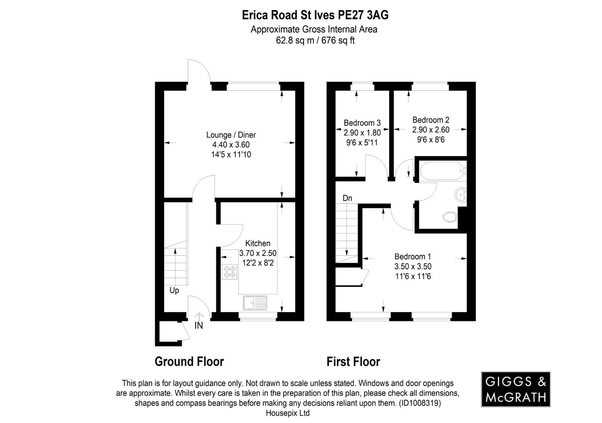 3 bed terraced house for sale in Erica Road, St Ives - Property Floorplan