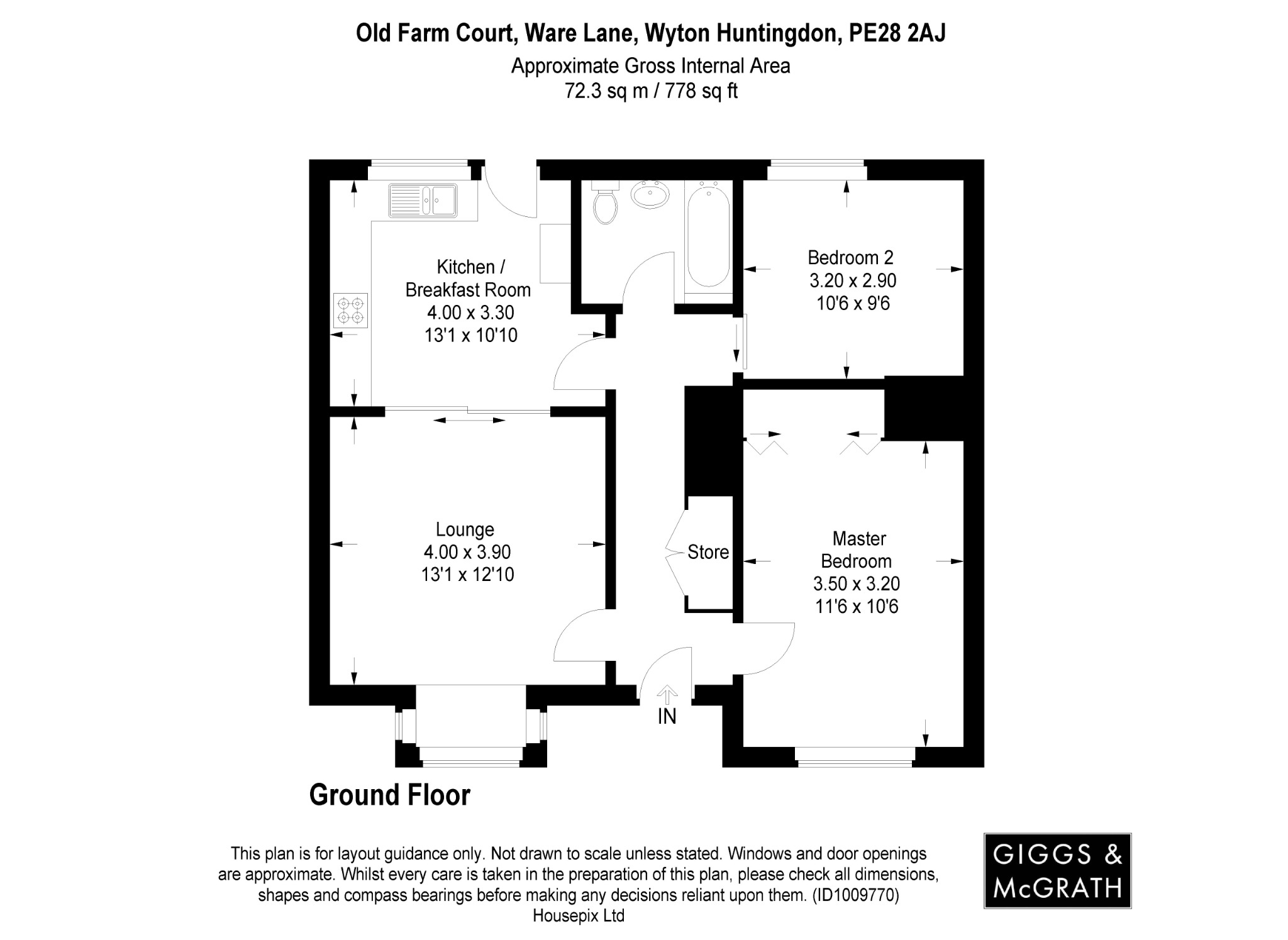 2 bed flat for sale in Old Farm Court, Huntingdon - Property Floorplan