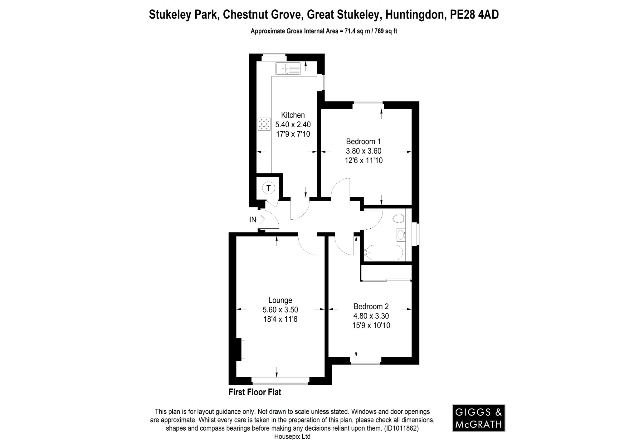 2 bed flat for sale in Chestnut Grove, Huntingdon - Property Floorplan