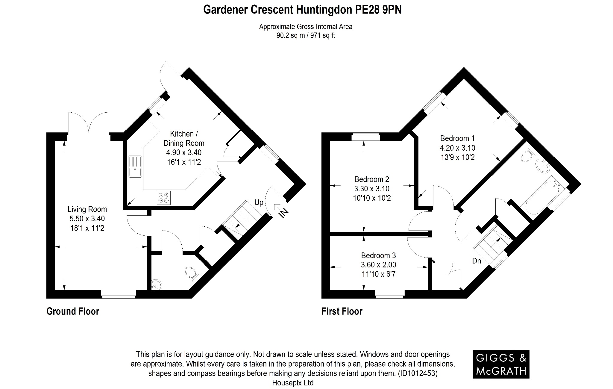 3 bed end of terrace house for sale in Gardener Crescent, Huntingdon - Property Floorplan