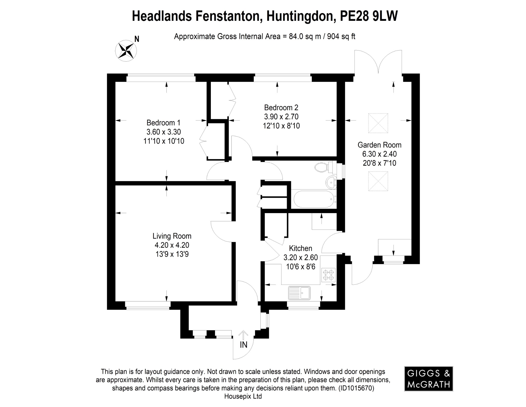 2 bed bungalow for sale in Headlands, Huntingdon - Property Floorplan