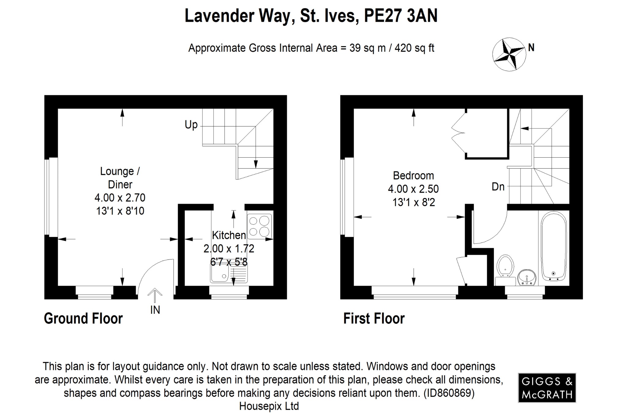 1 bed semi-detached house for sale in Lavender Way, St Ives - Property Floorplan