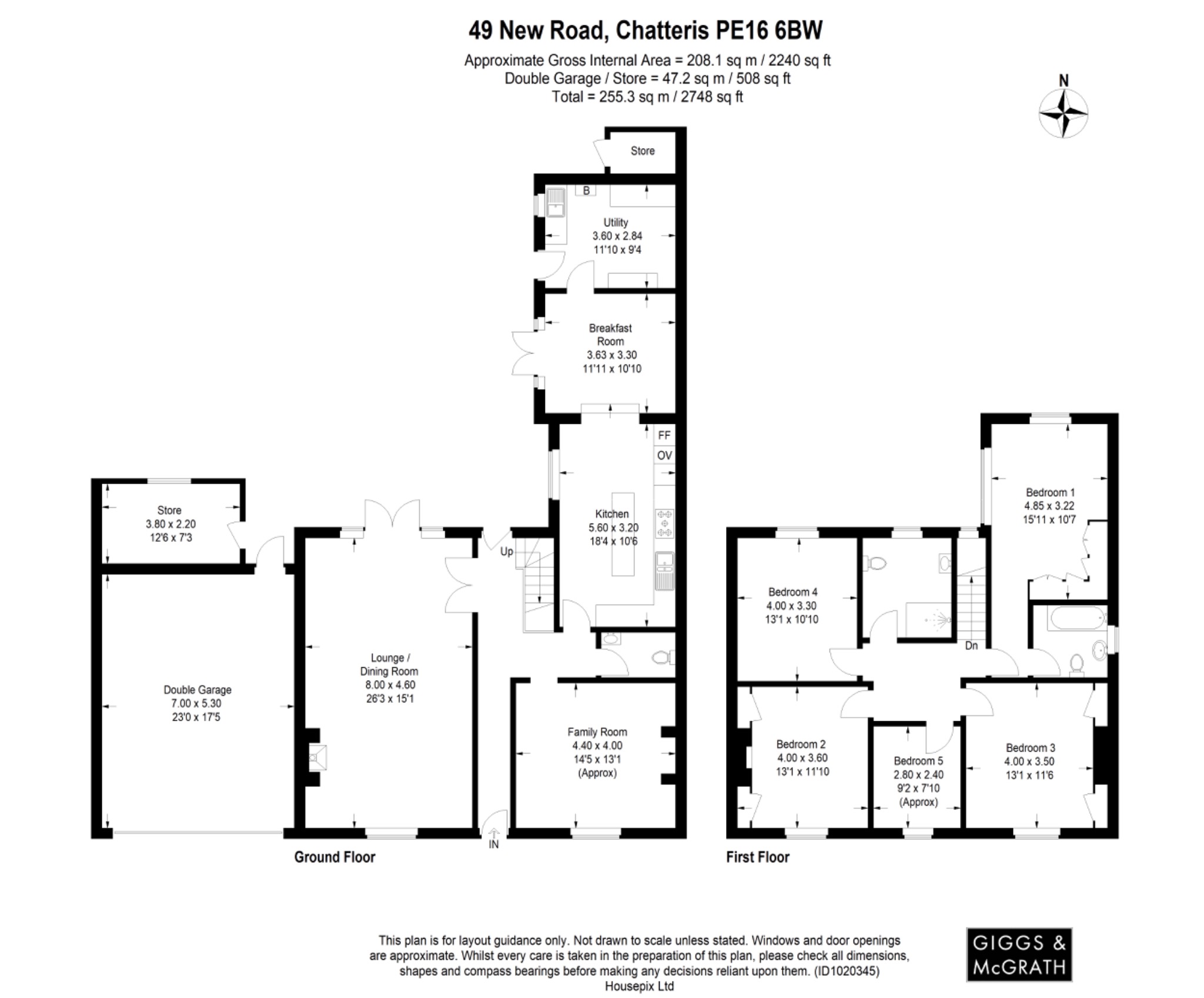 5 bed detached house for sale in New Road, Chatteris - Property Floorplan