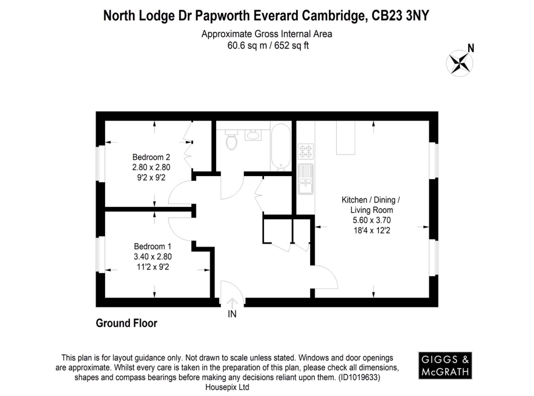 2 bed ground floor flat for sale in North Lodge Drive, Cambridge - Property Floorplan