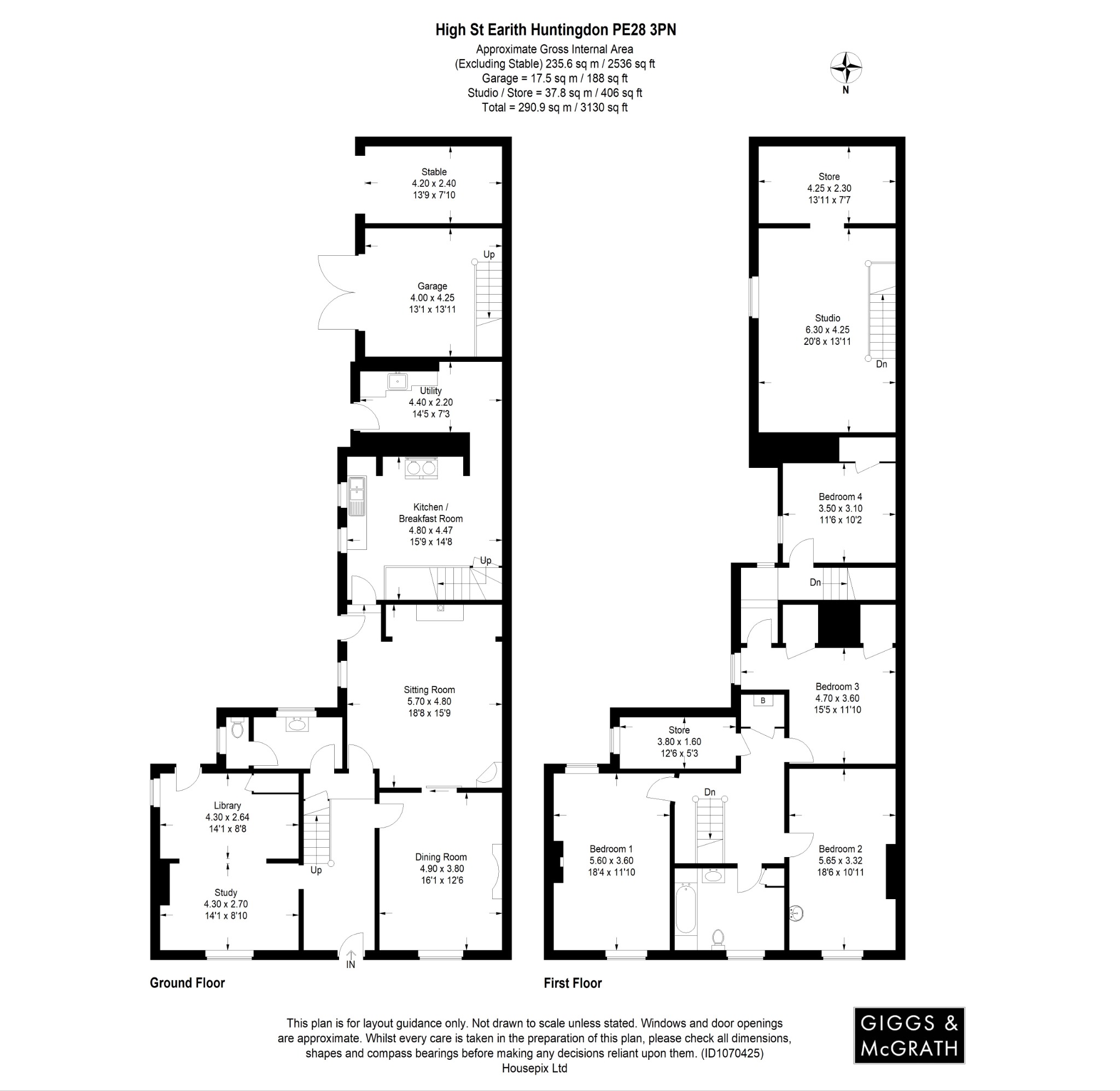 4 bed semi-detached house for sale in High Street, Huntingdon - Property Floorplan