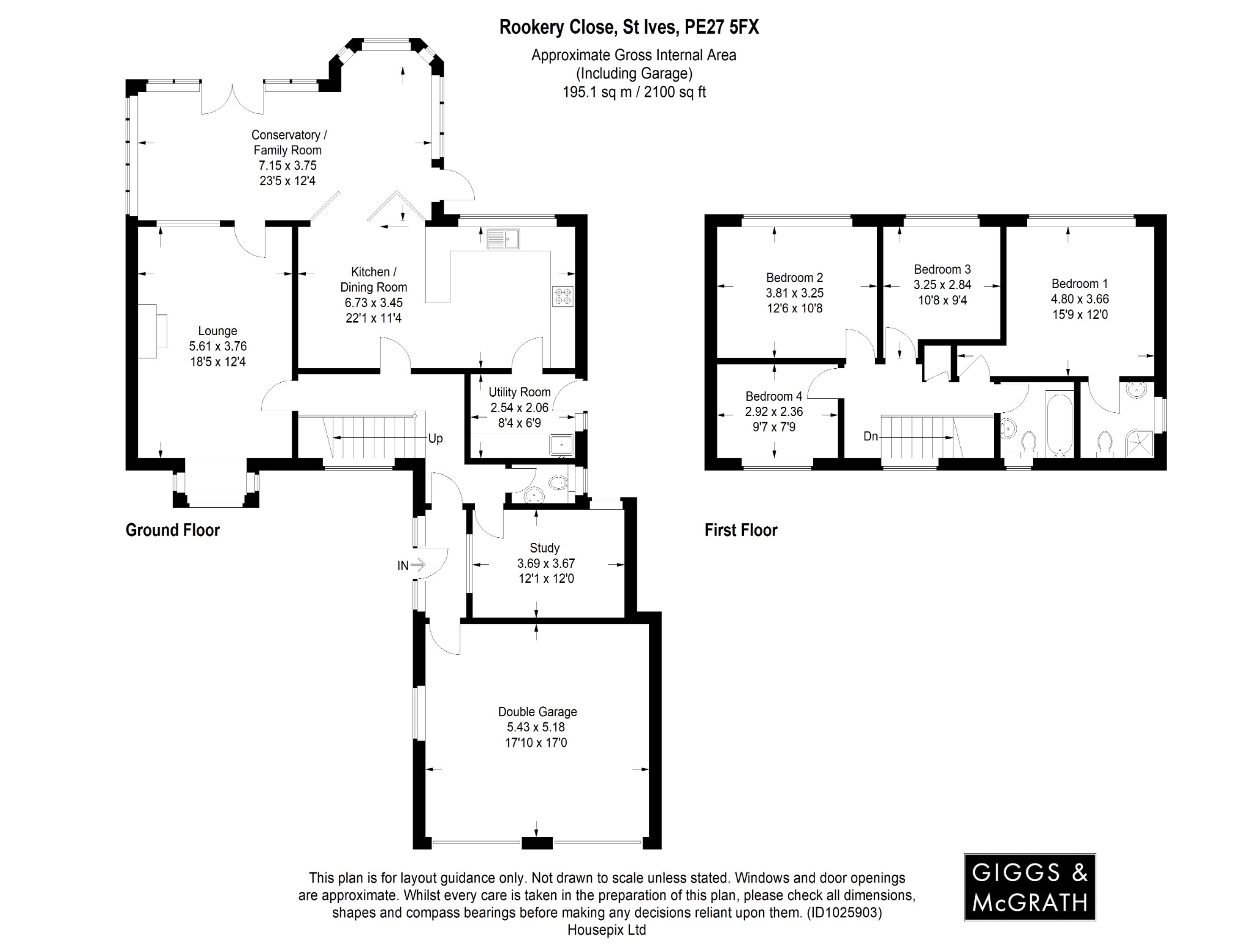 4 bed detached house for sale in Rookery Close, St Ives - Property Floorplan