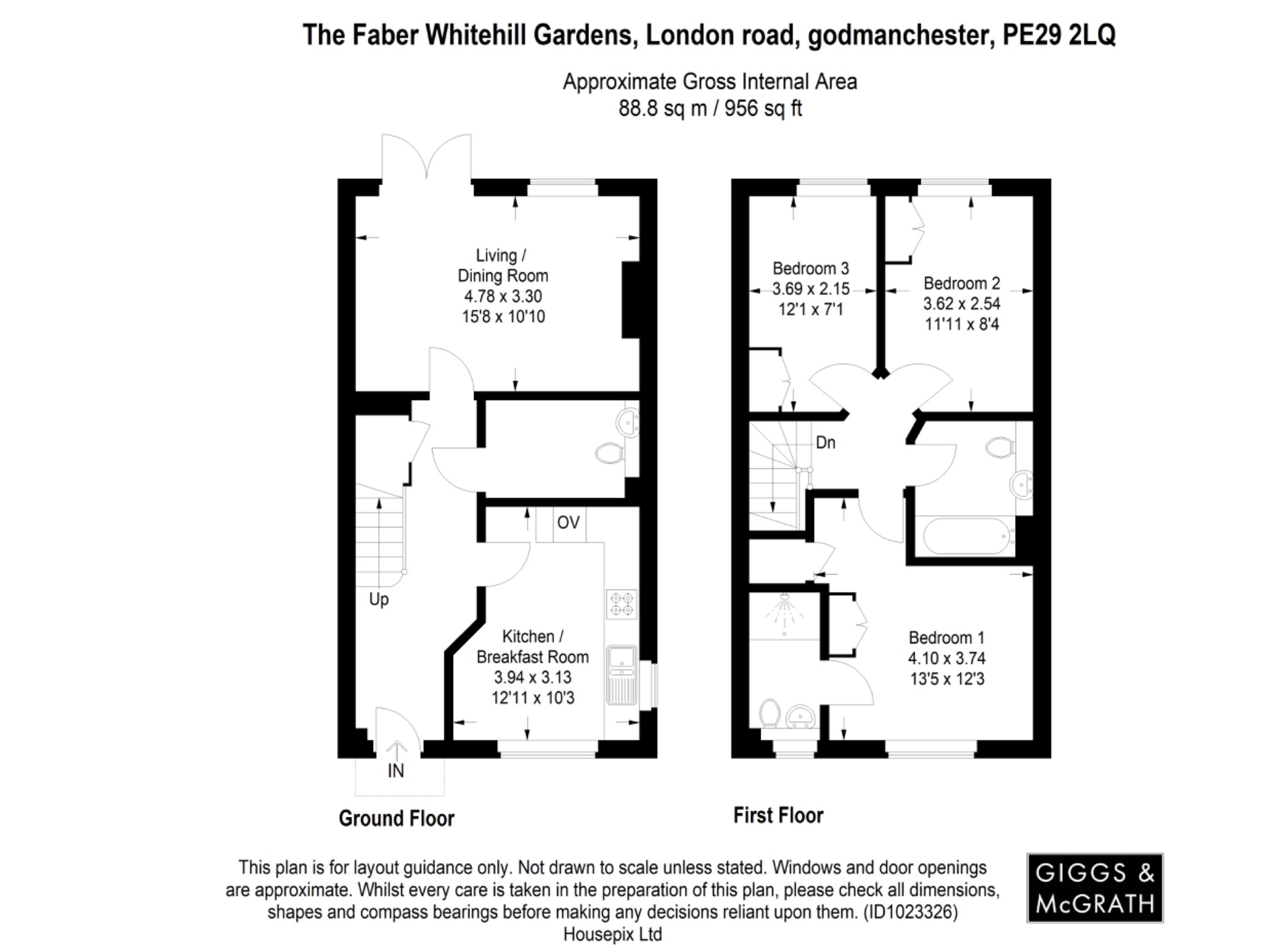 3 bed semi-detached house for sale, Huntingdon - Property Floorplan