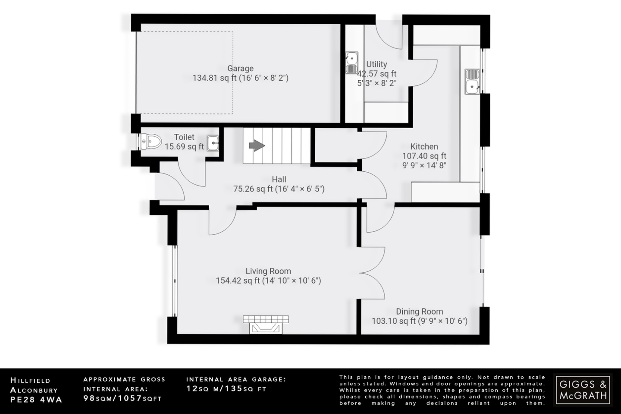 3 bed link detached house for sale in Hillfield, Huntingdon - Property Floorplan