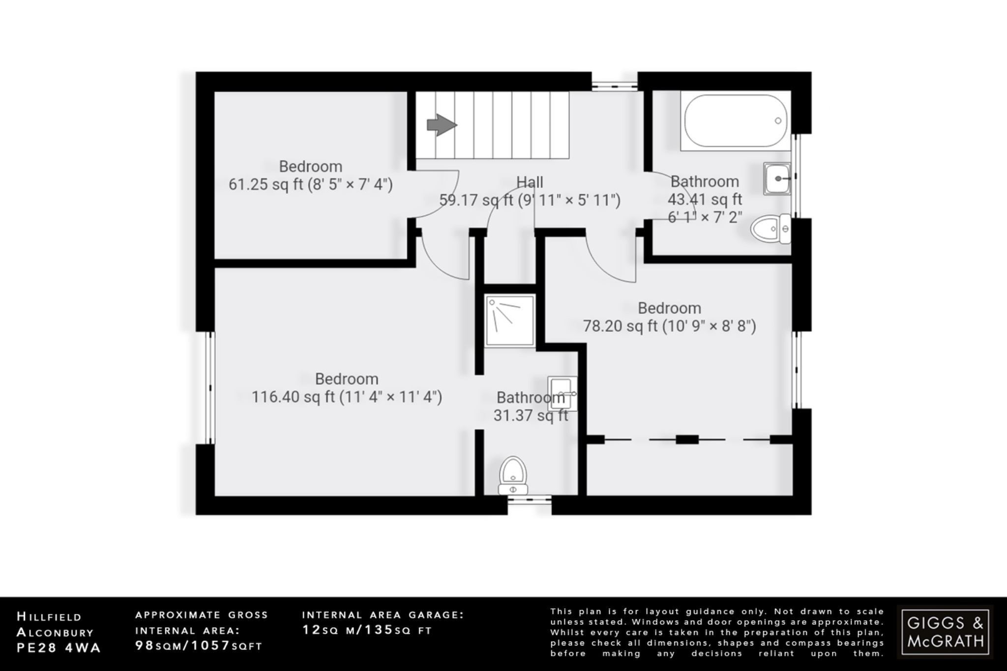 3 bed link detached house for sale in Hillfield, Huntingdon - Property Floorplan