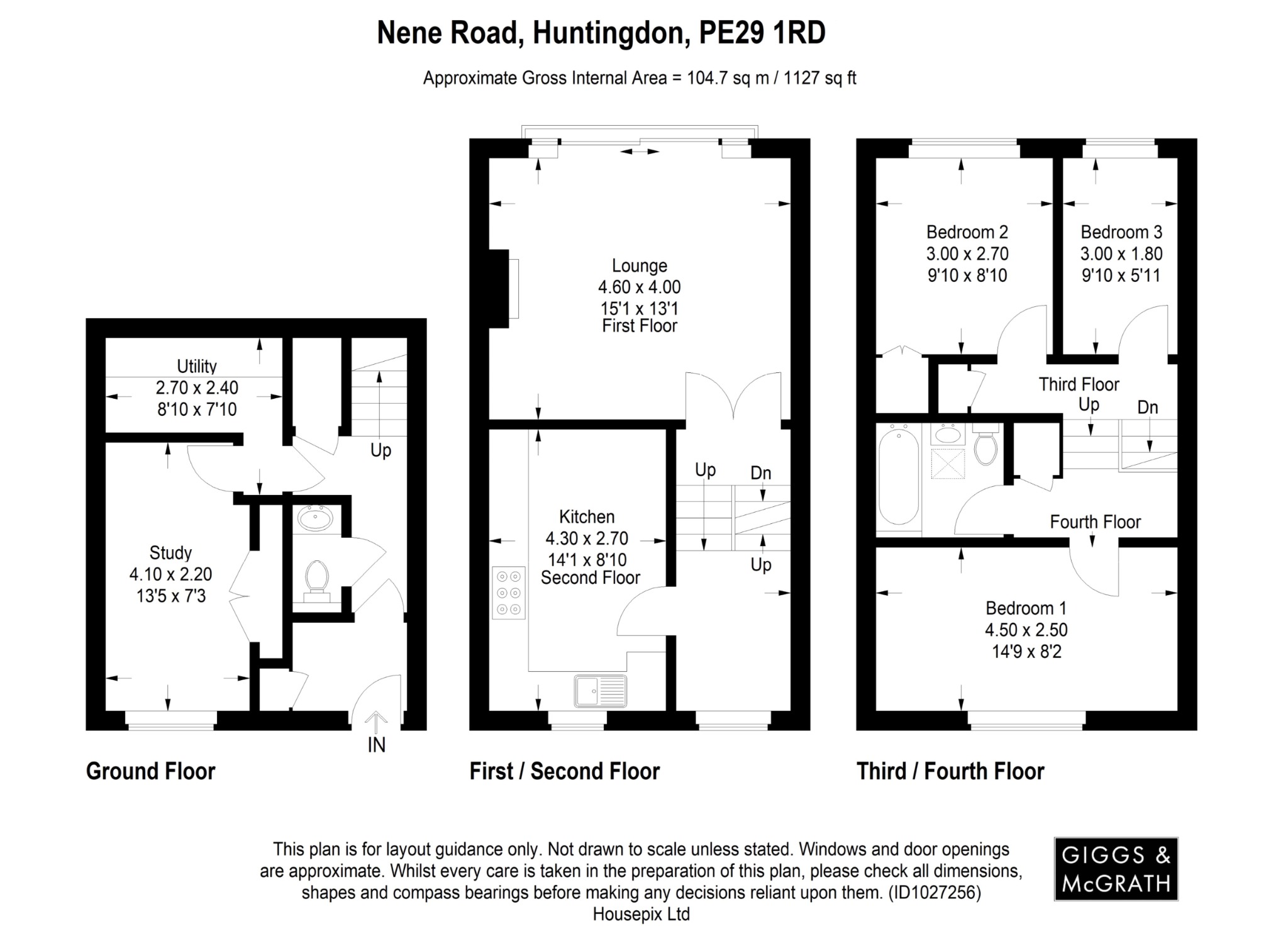 3 bed terraced house for sale in Nene Road, Huntingdon - Property Floorplan
