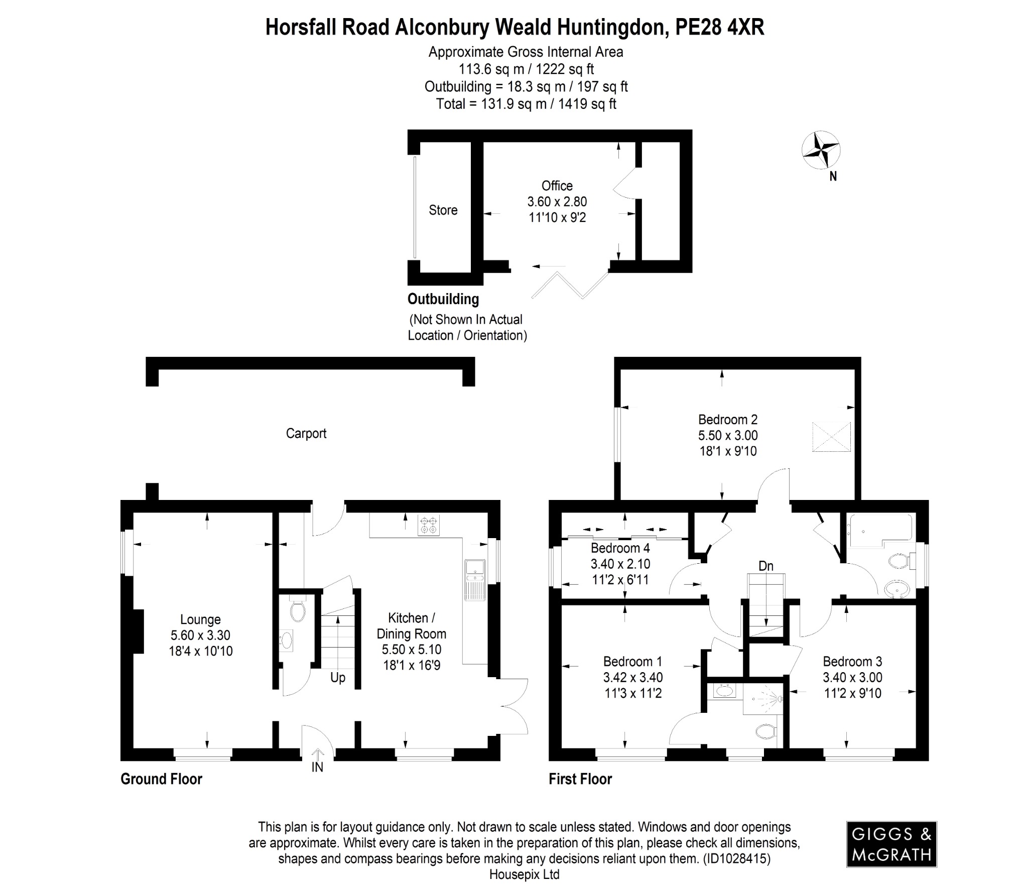 4 bed link detached house for sale in Horsfall Road, Huntingdon - Property Floorplan