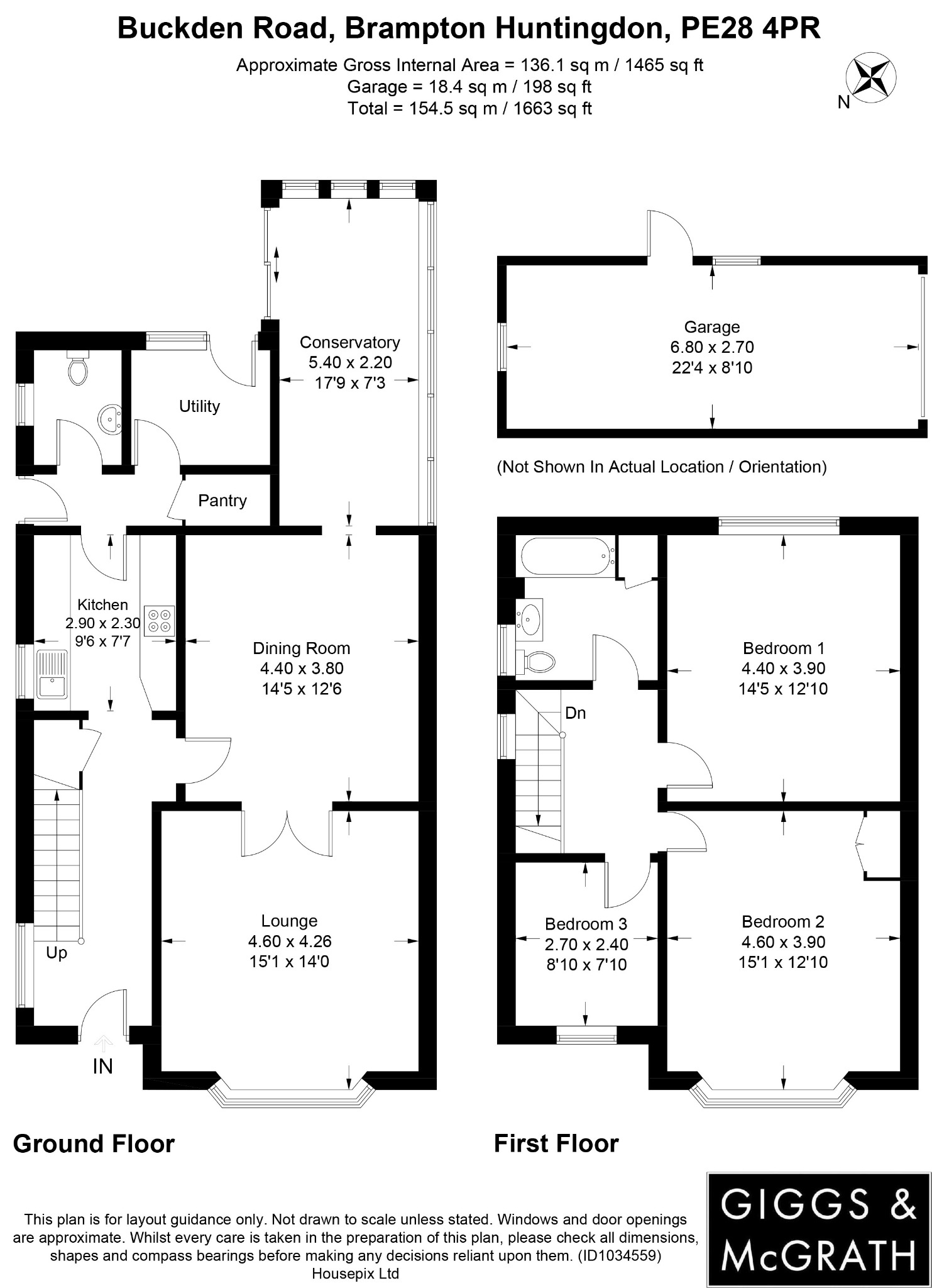 3 bed semi-detached house for sale in Buckden Road, Huntingdon - Property Floorplan