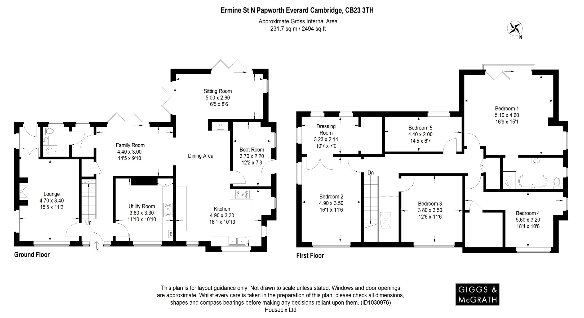 5 bed detached house for sale in Ermine Street North, Cambridge - Property Floorplan