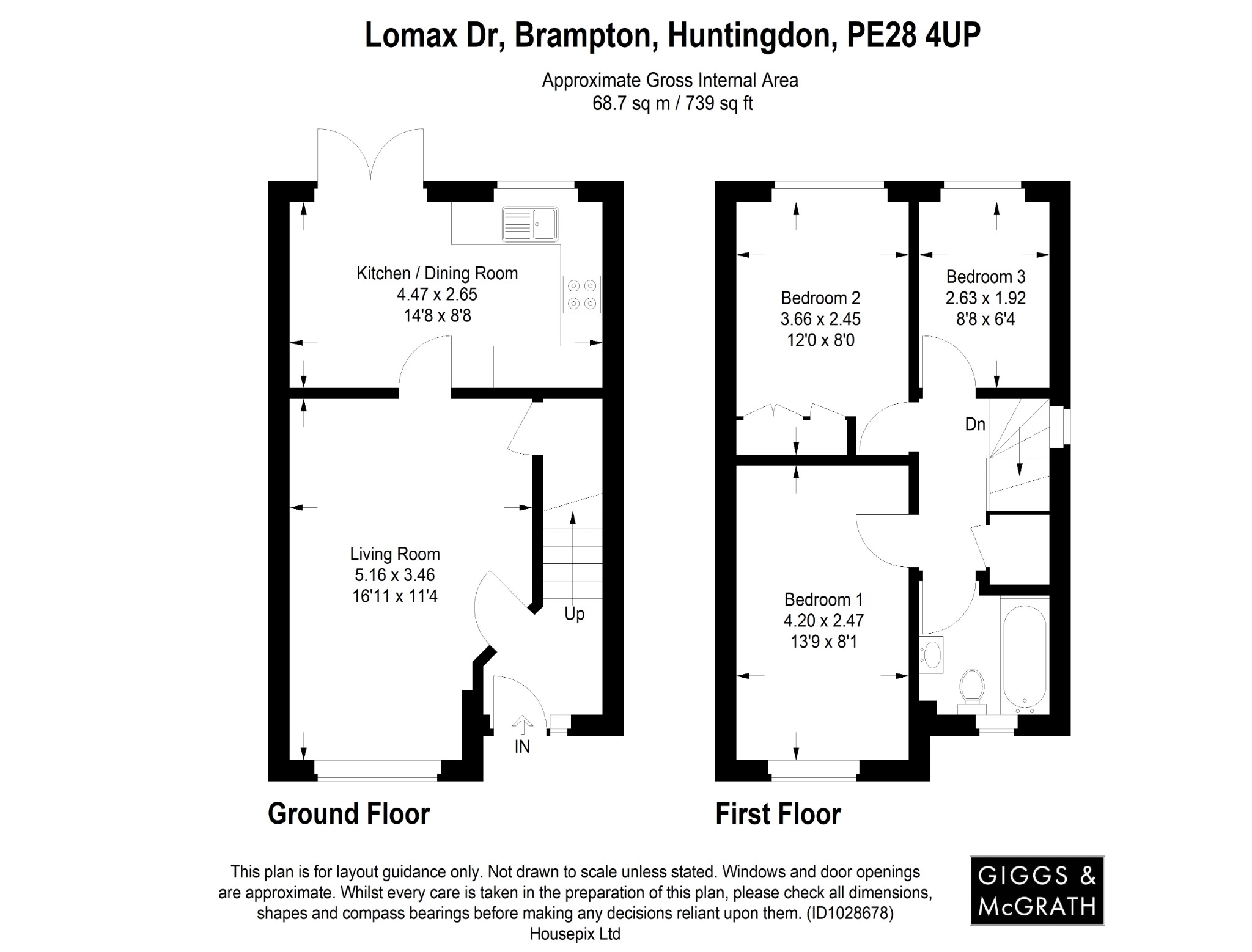 3 bed semi-detached house for sale in Lomax Drive, Huntingdon - Property Floorplan