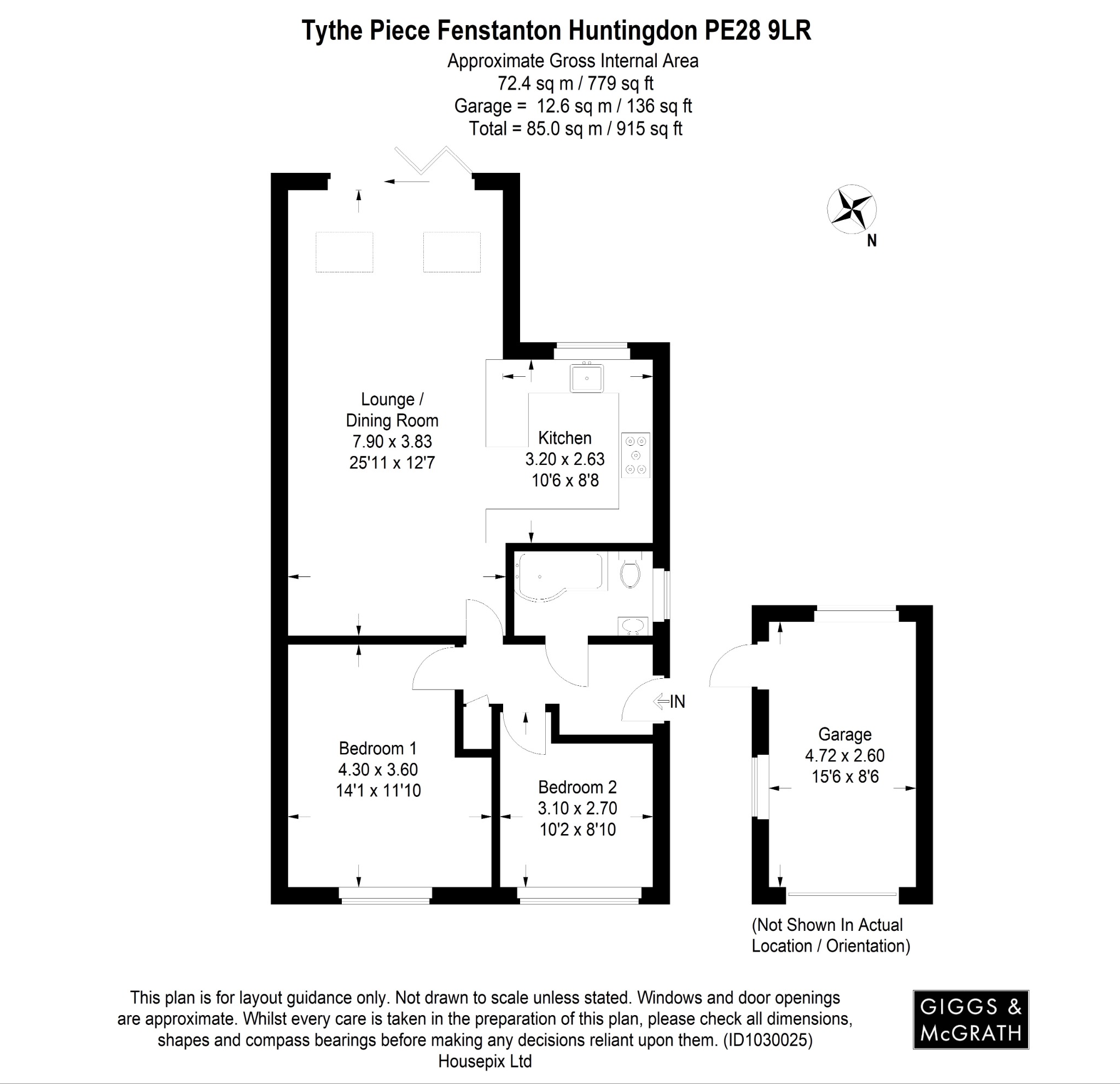 2 bed detached bungalow for sale in Fenstanton, Huntingdon - Property Floorplan