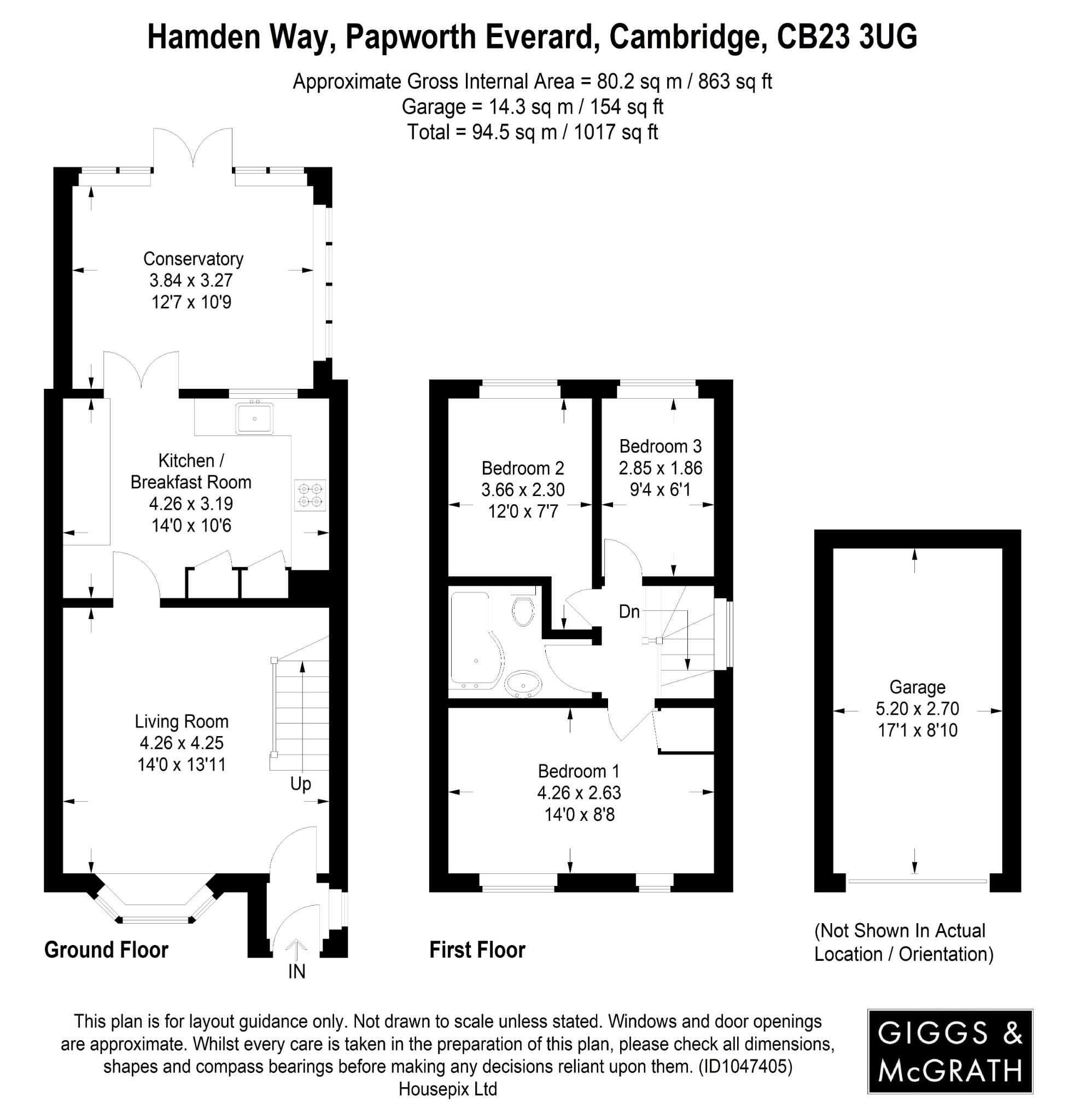 3 bed semi-detached house for sale in Hamden Way, Cambridge - Property Floorplan