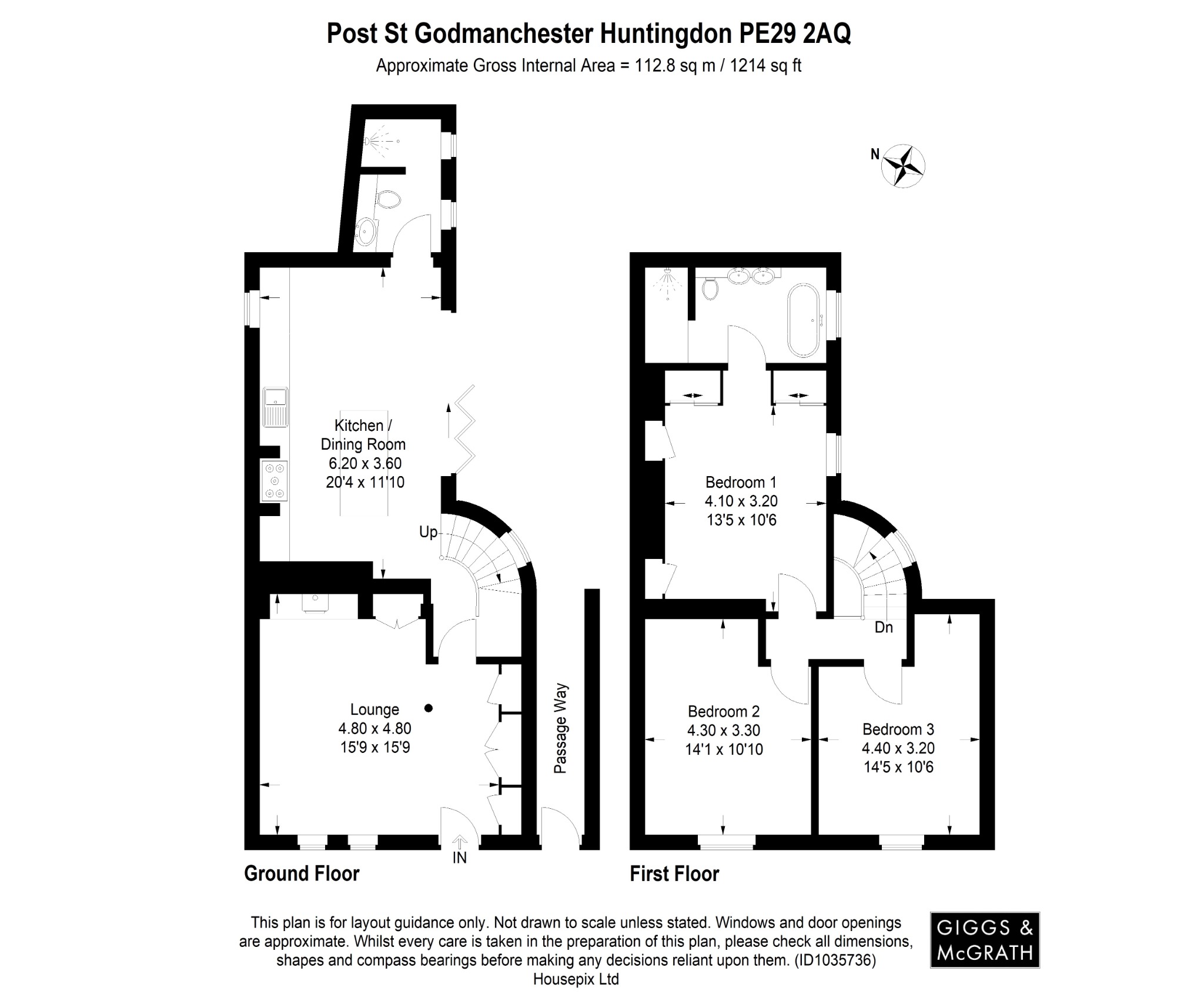 3 bed semi-detached house for sale in Post Street, Huntingdon - Property Floorplan