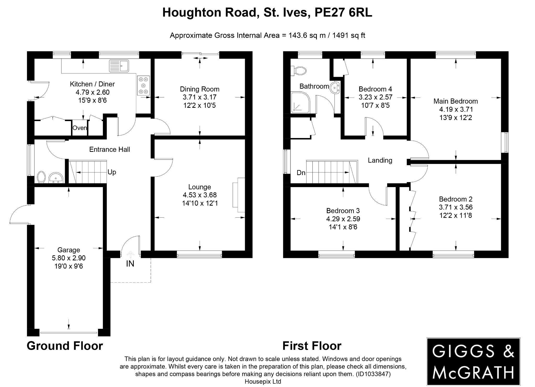 4 bed detached house for sale in Houghton Road, St Ives - Property Floorplan