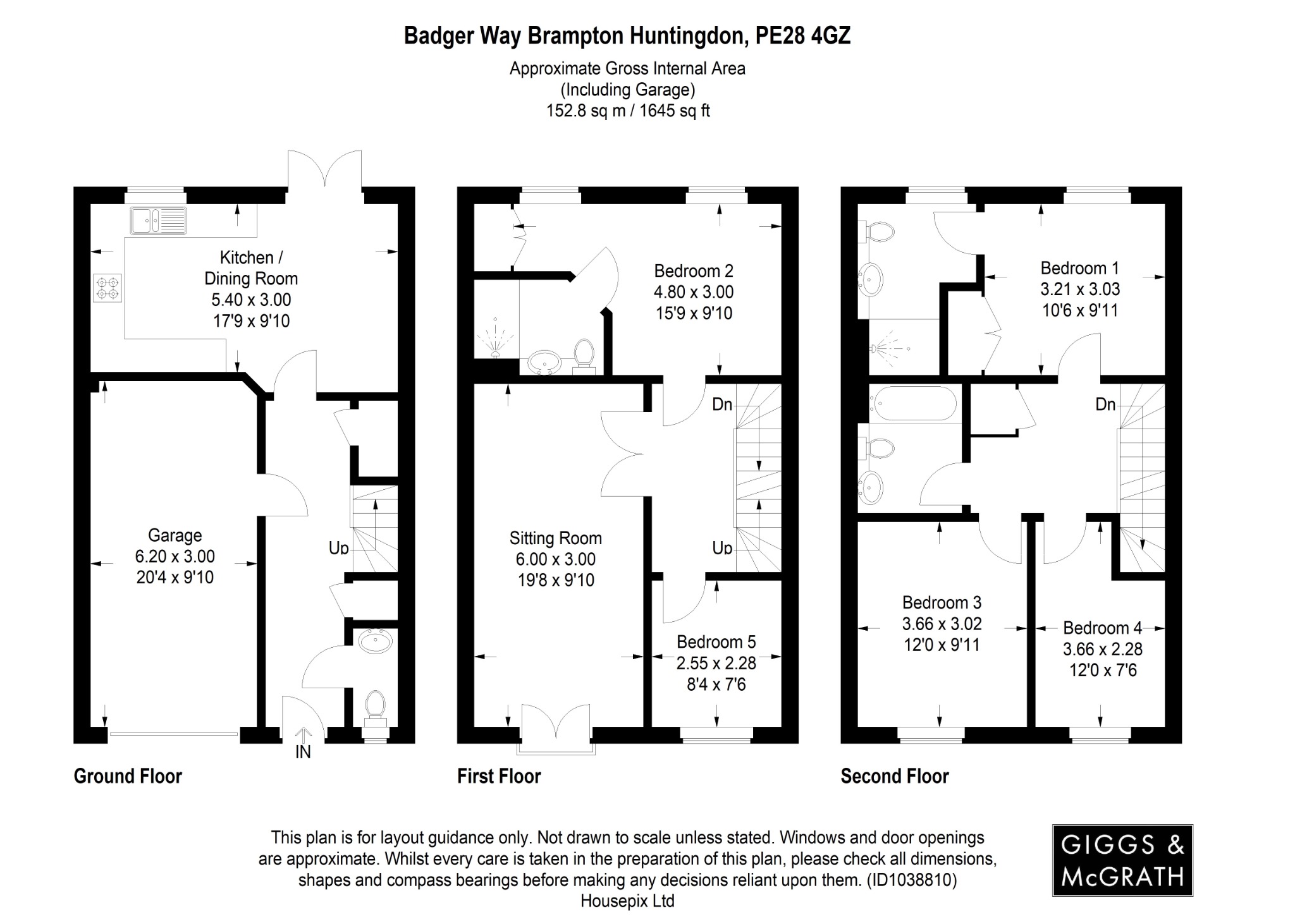 5 bed semi-detached house for sale in Bader Close, Huntingdon - Property Floorplan