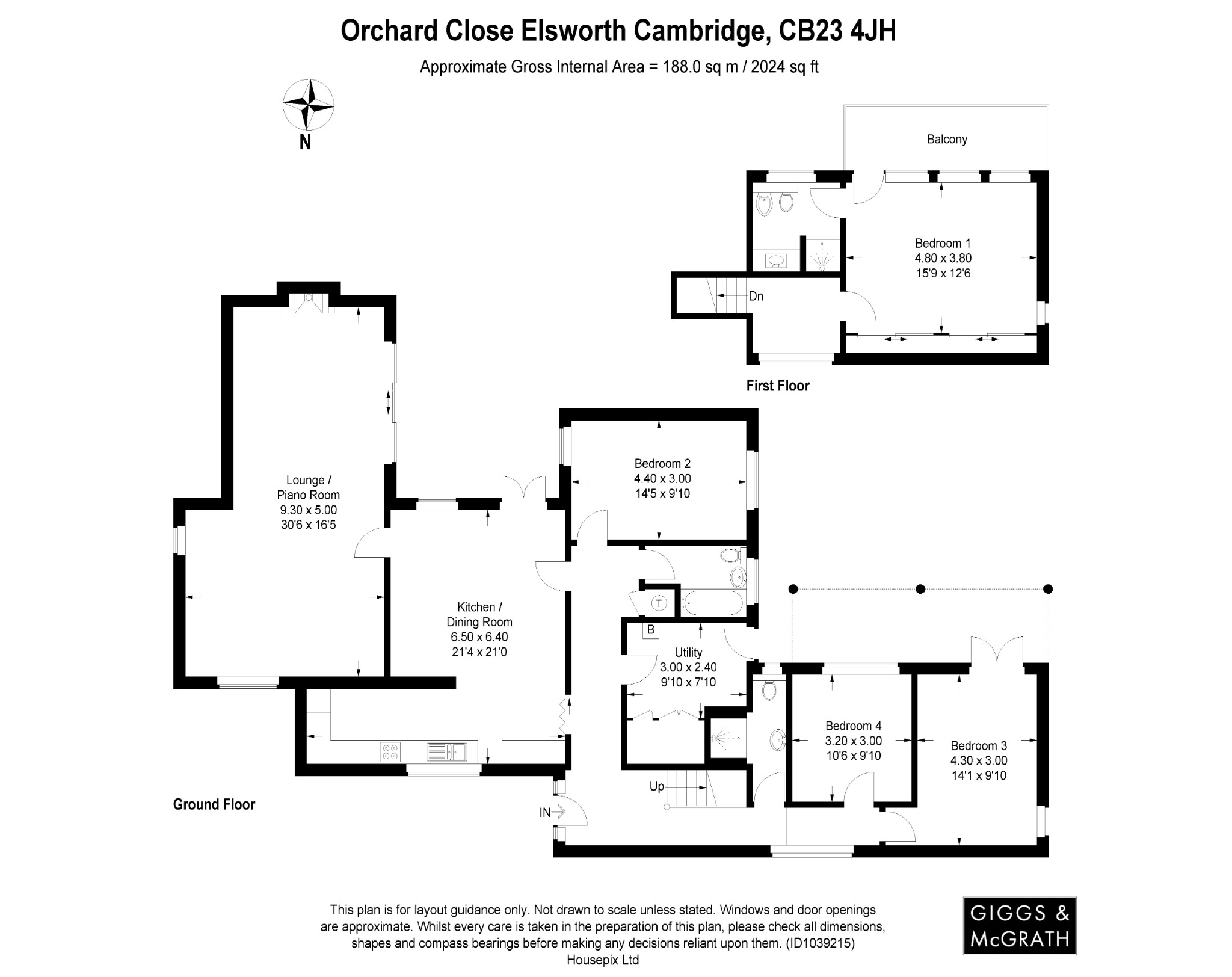 4 bed detached house for sale in Orchard Close, Cambridge - Property Floorplan