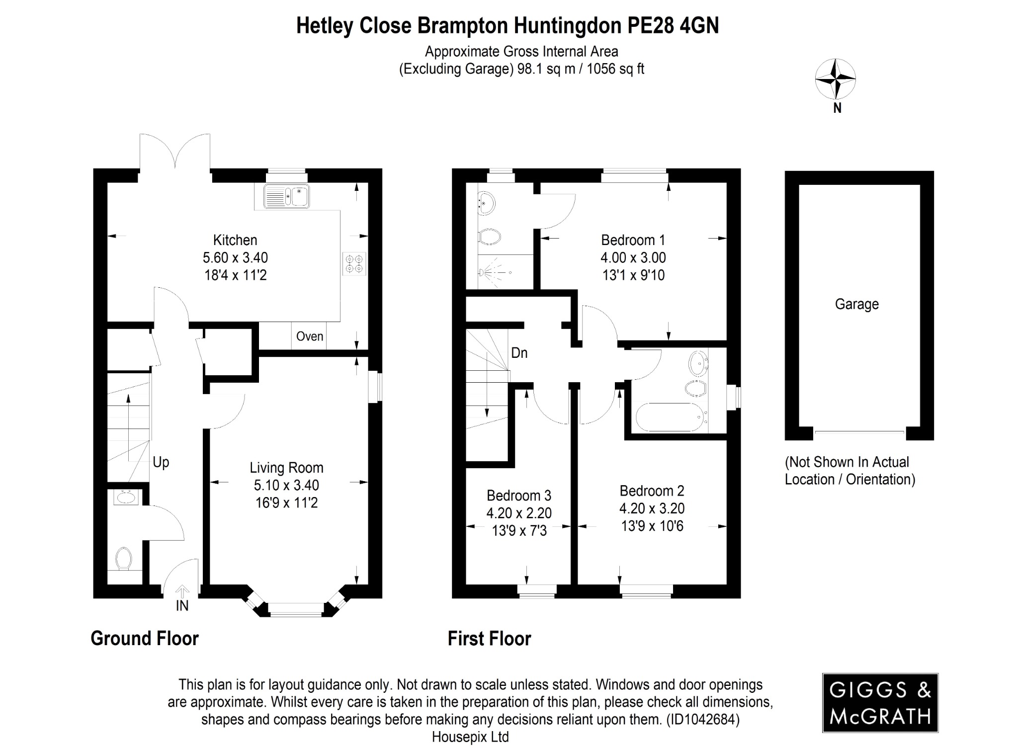 3 bed semi-detached house for sale in Hetley Close, Huntingdon - Property Floorplan