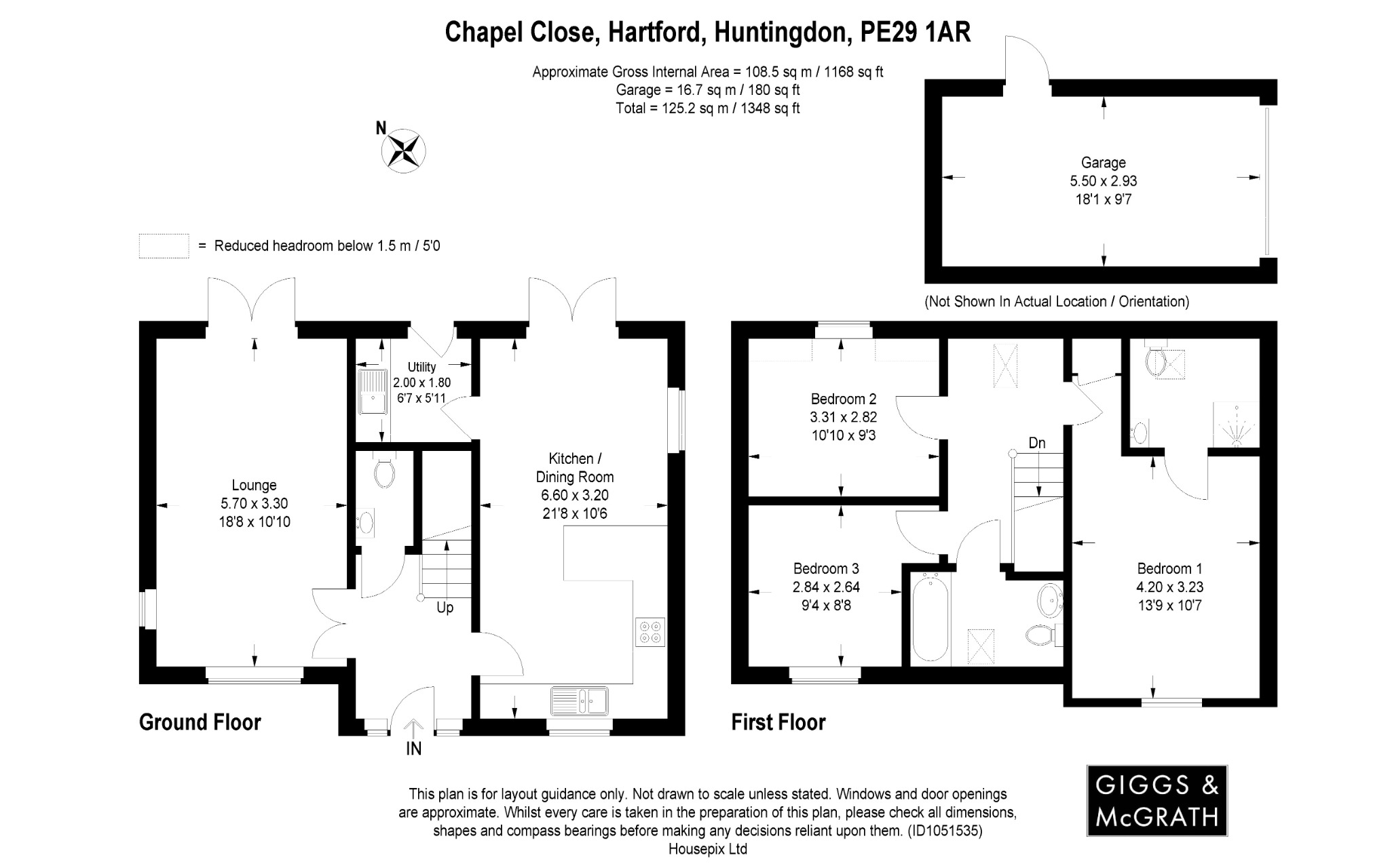 3 bed detached house for sale in Chapel Close, Huntingdon - Property Floorplan