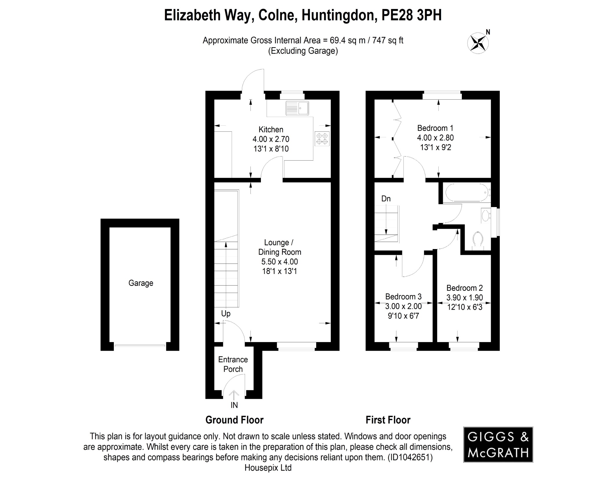3 bed end of terrace house for sale in Elizabeth Way, Huntingdon - Property Floorplan