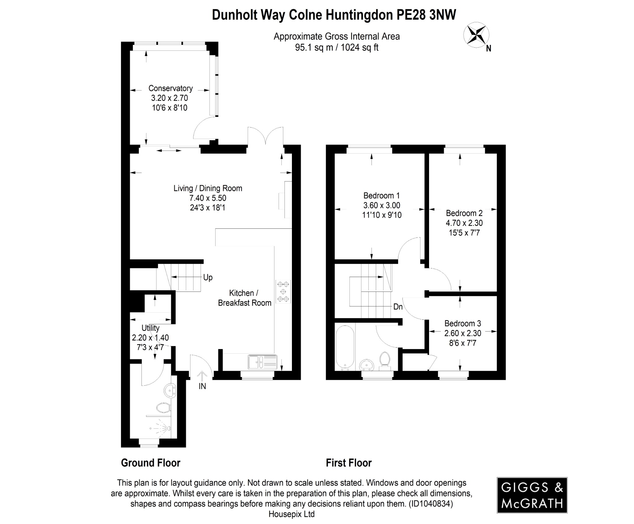 3 bed end of terrace house for sale in Dunholt Way, Huntingdon - Property Floorplan
