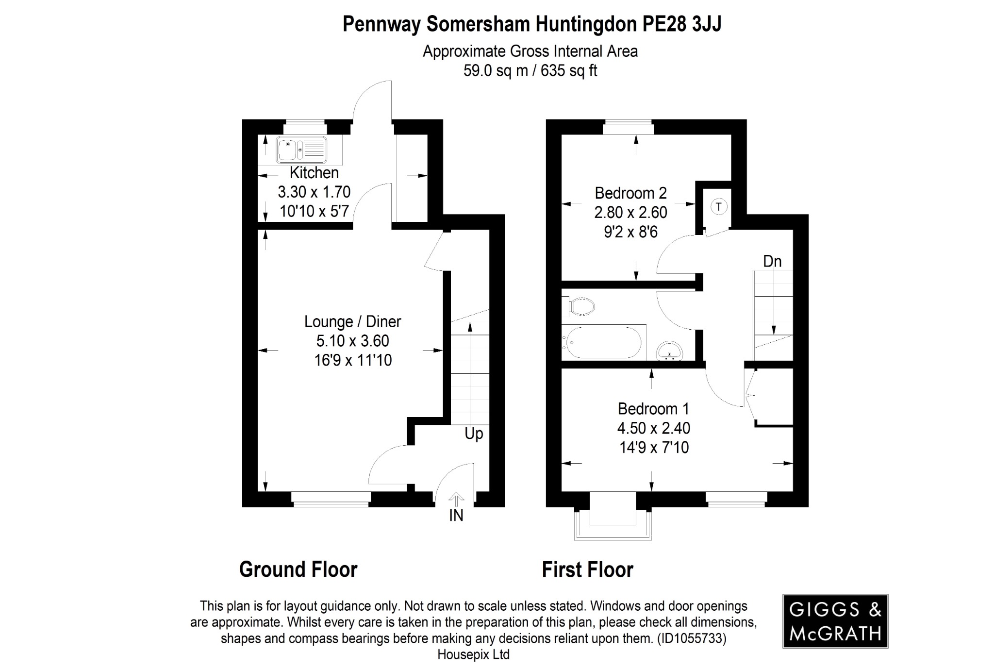 2 bed terraced house for sale in Pennway, Huntingdon - Property Floorplan
