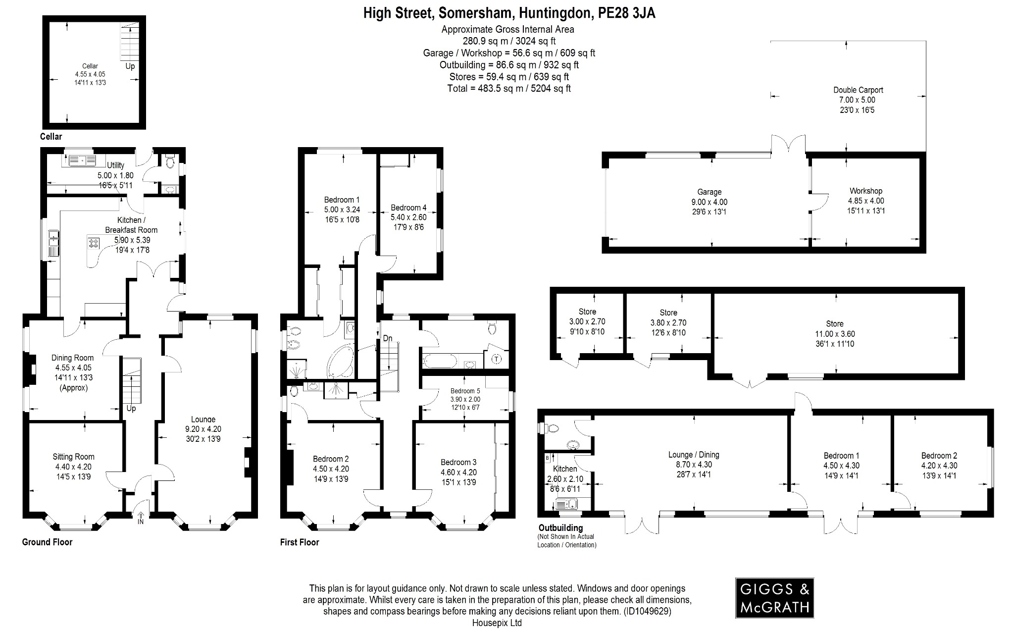 5 bed detached house for sale in High Street, Huntingdon - Property Floorplan