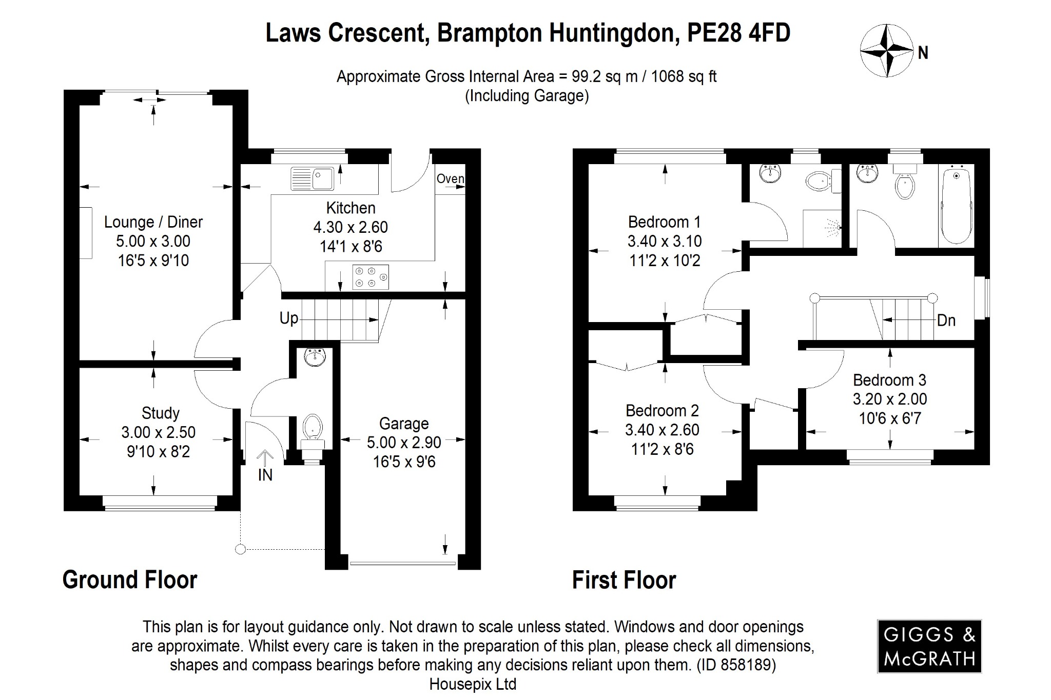 3 bed detached house for sale in Laws Crescent, Huntingdon - Property Floorplan