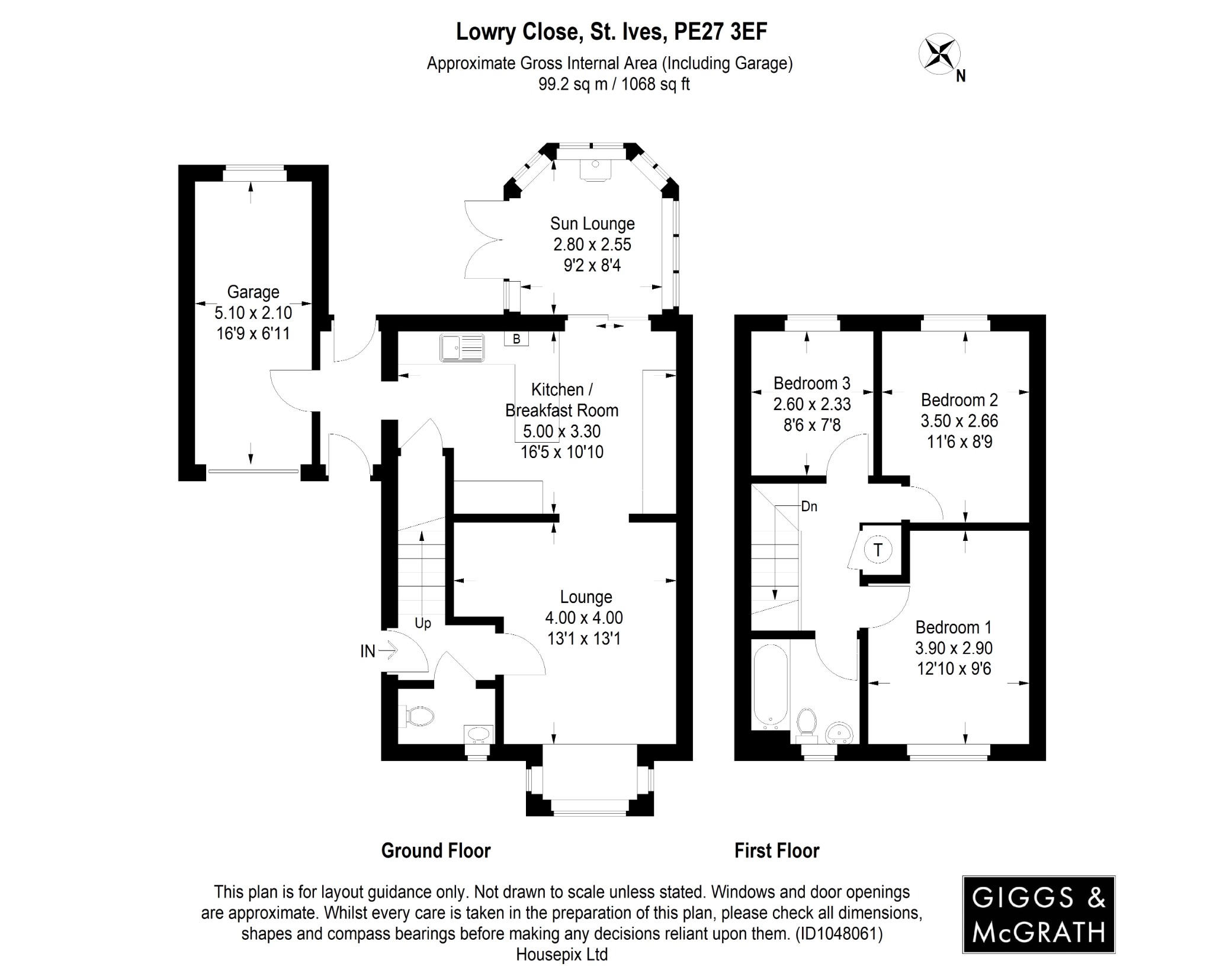 3 bed detached house for sale in Lowry Close, St. Ives - Property Floorplan