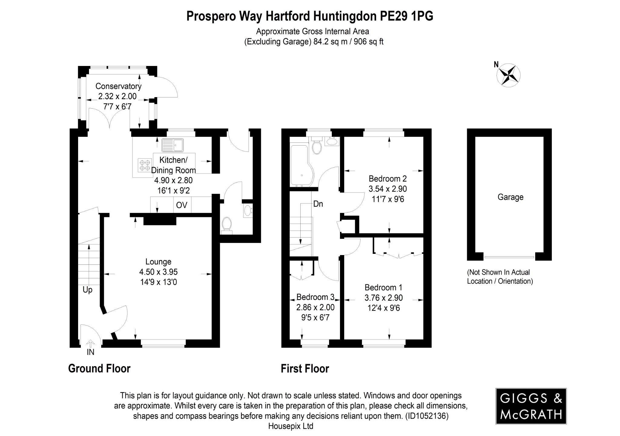 3 bed semi-detached house for sale in Prospero Way, Huntingdon - Property Floorplan