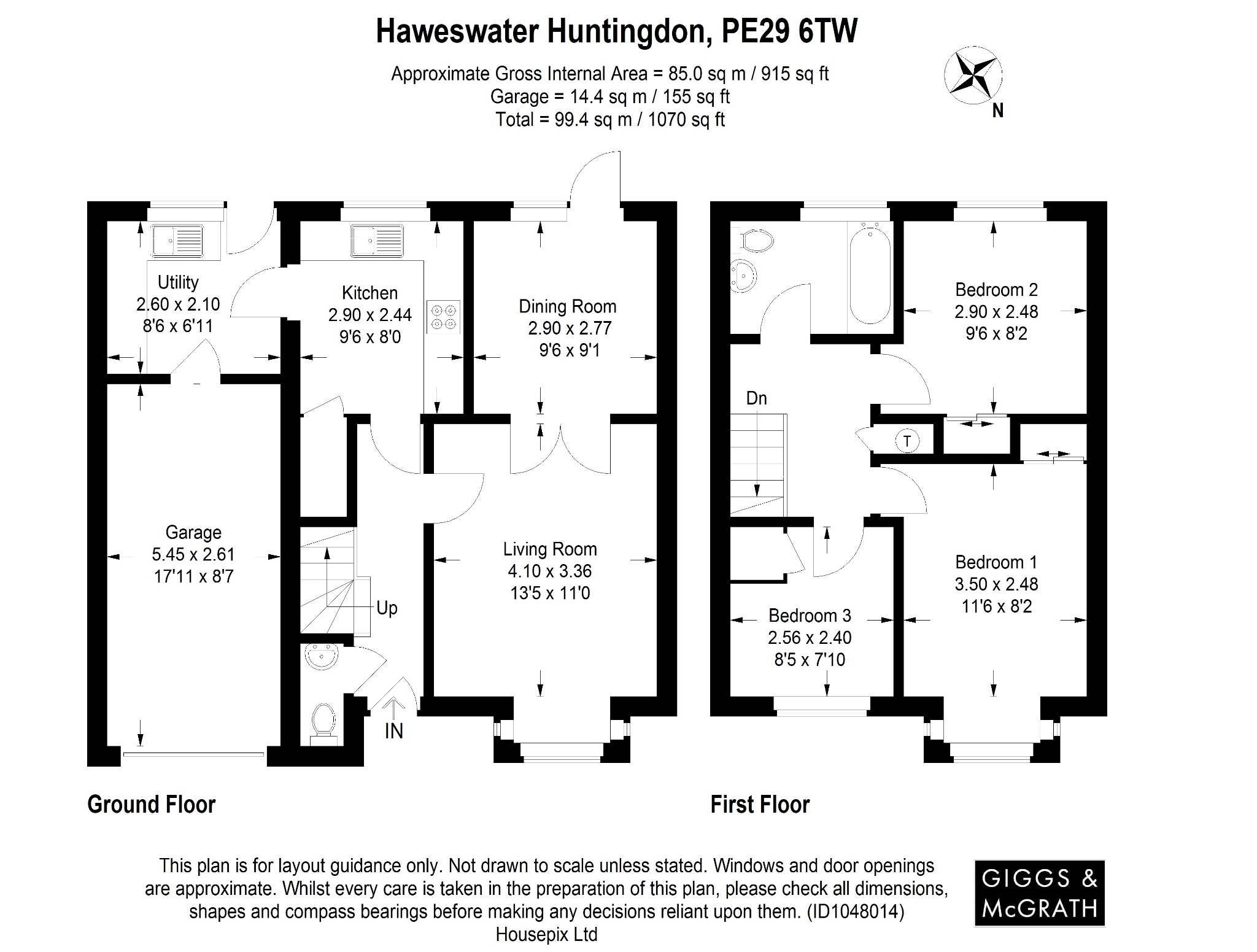 3 bed detached house for sale in Haweswater, Huntingdon - Property Floorplan