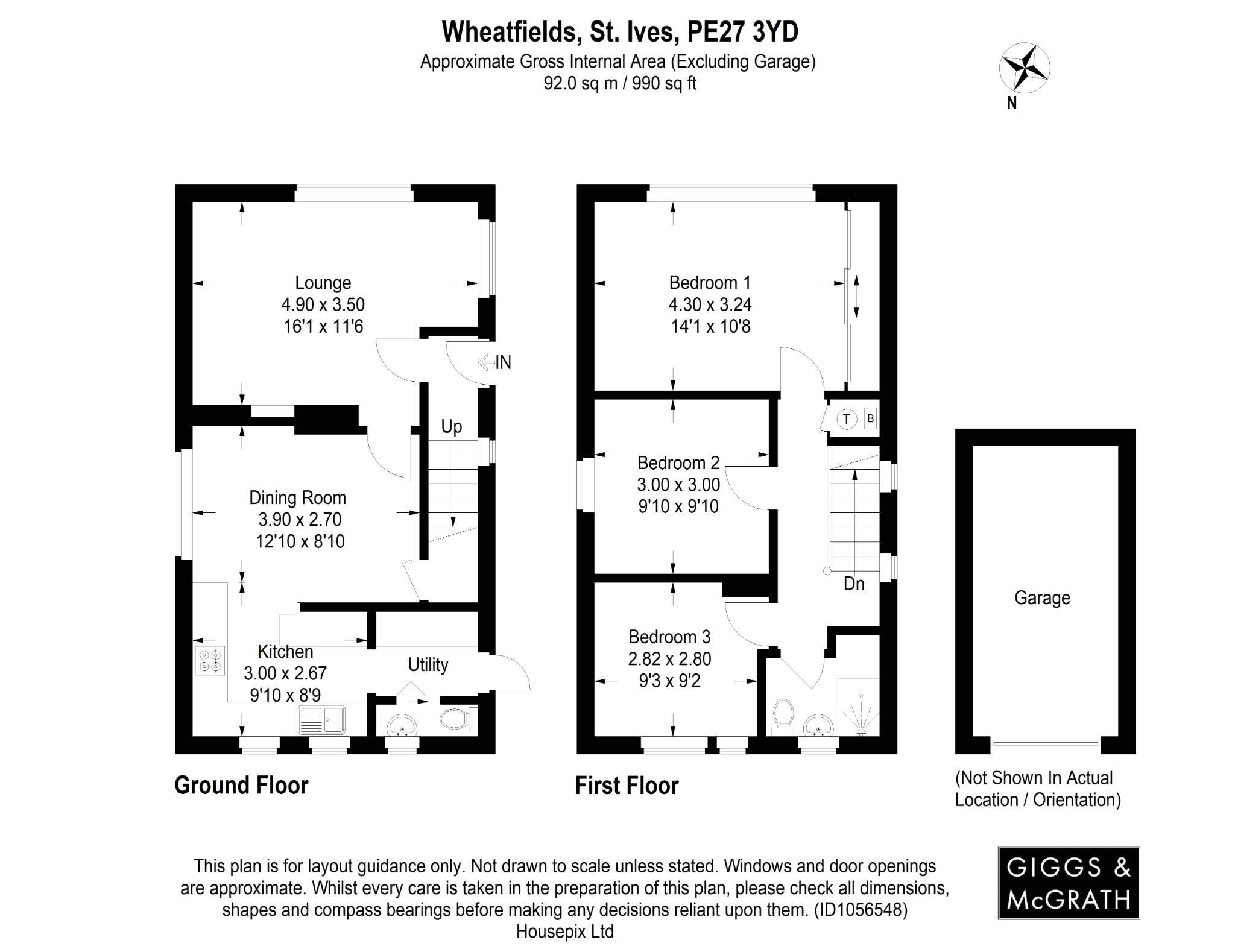 3 bed detached house for sale in Wheatfields, St Ives - Property Floorplan
