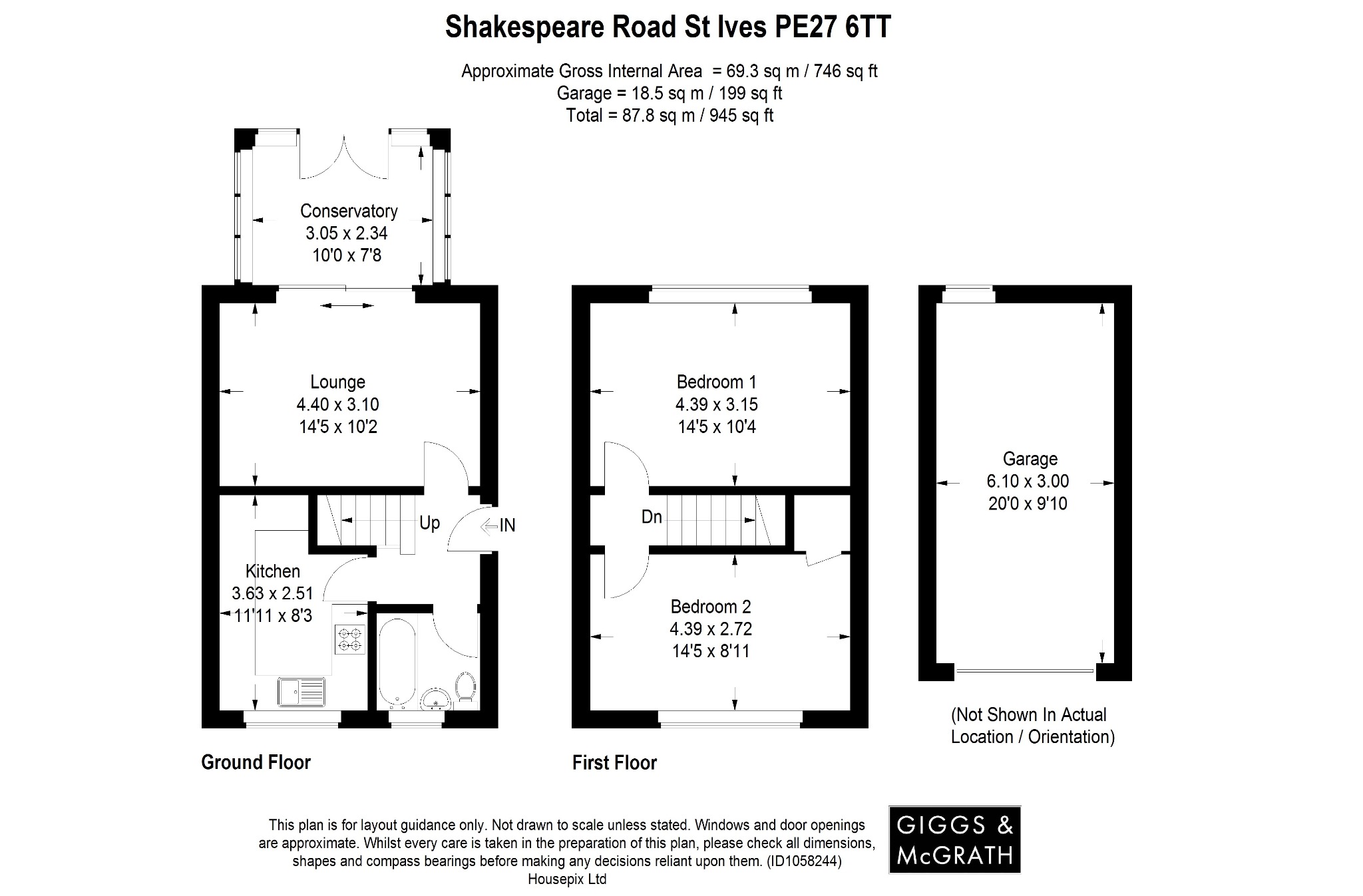 2 bed semi-detached house for sale in Shakespeare Road, St Ives - Property Floorplan