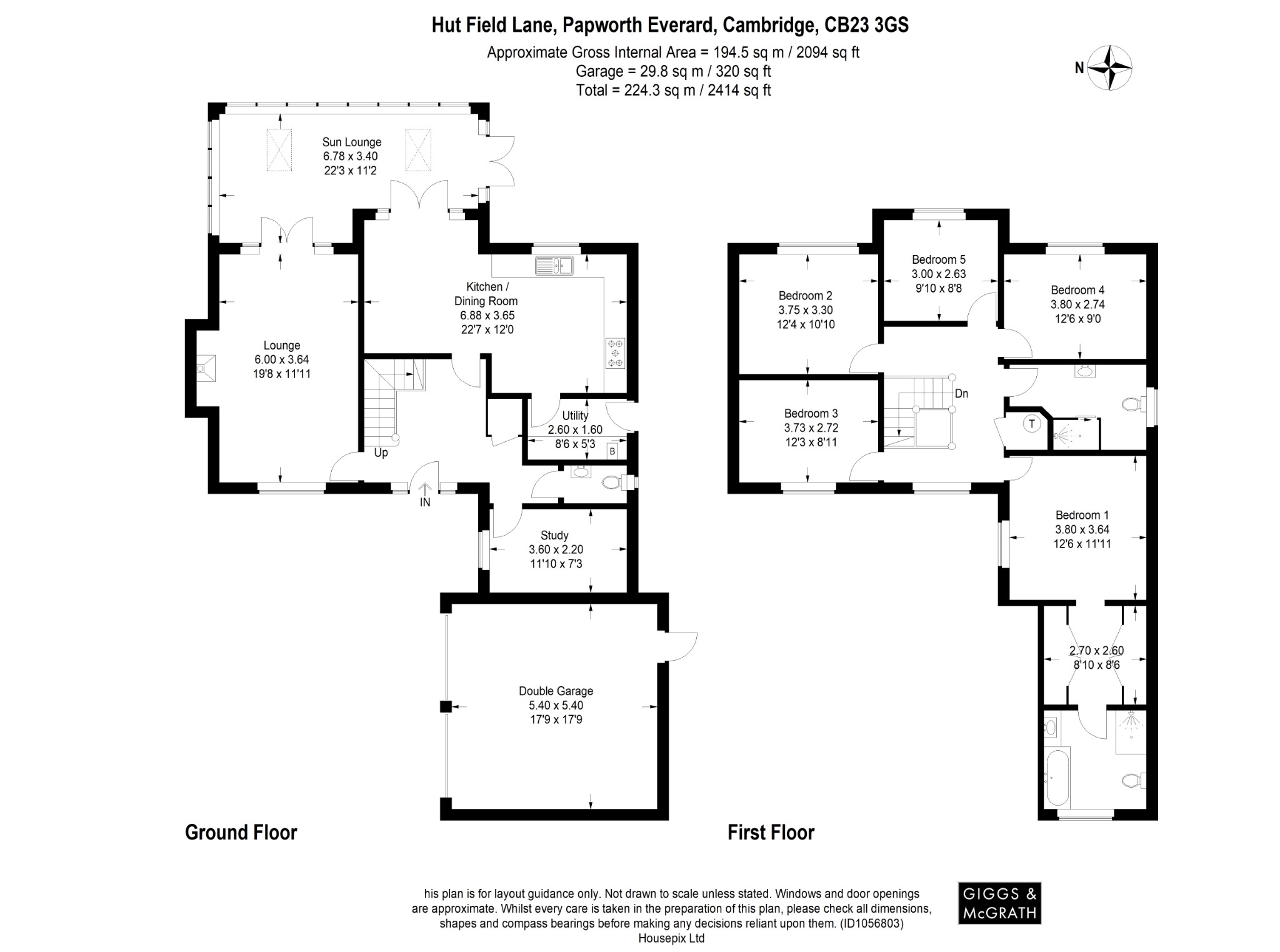 5 bed detached house for sale in Hut Field Lane, Cambridge - Property Floorplan