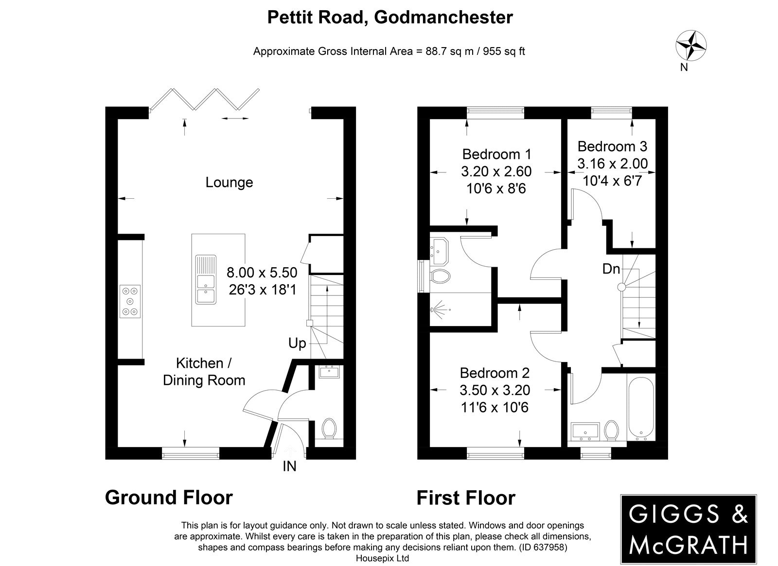 3 bed semi-detached house for sale in Pettit Road, Huntingdon - Property Floorplan
