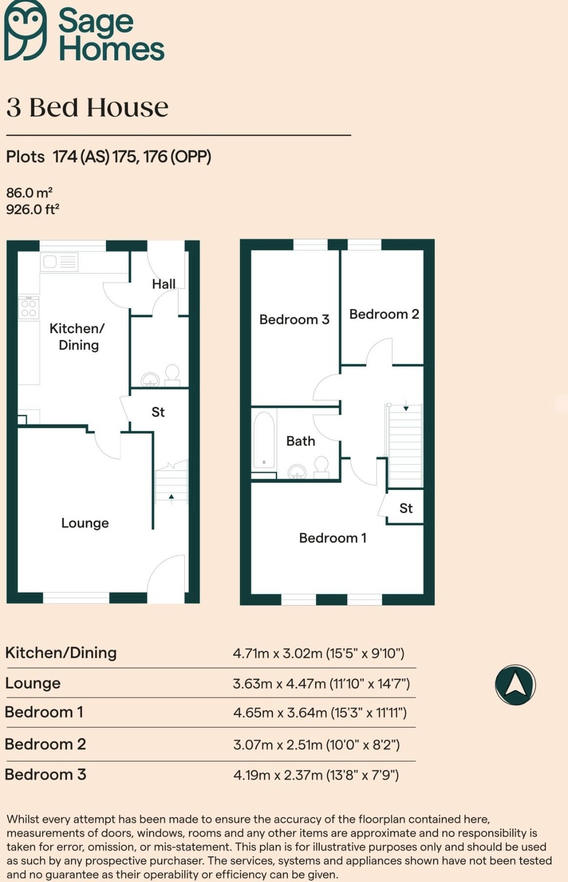 3 bed terraced house for sale, Huntingdon - Property Floorplan