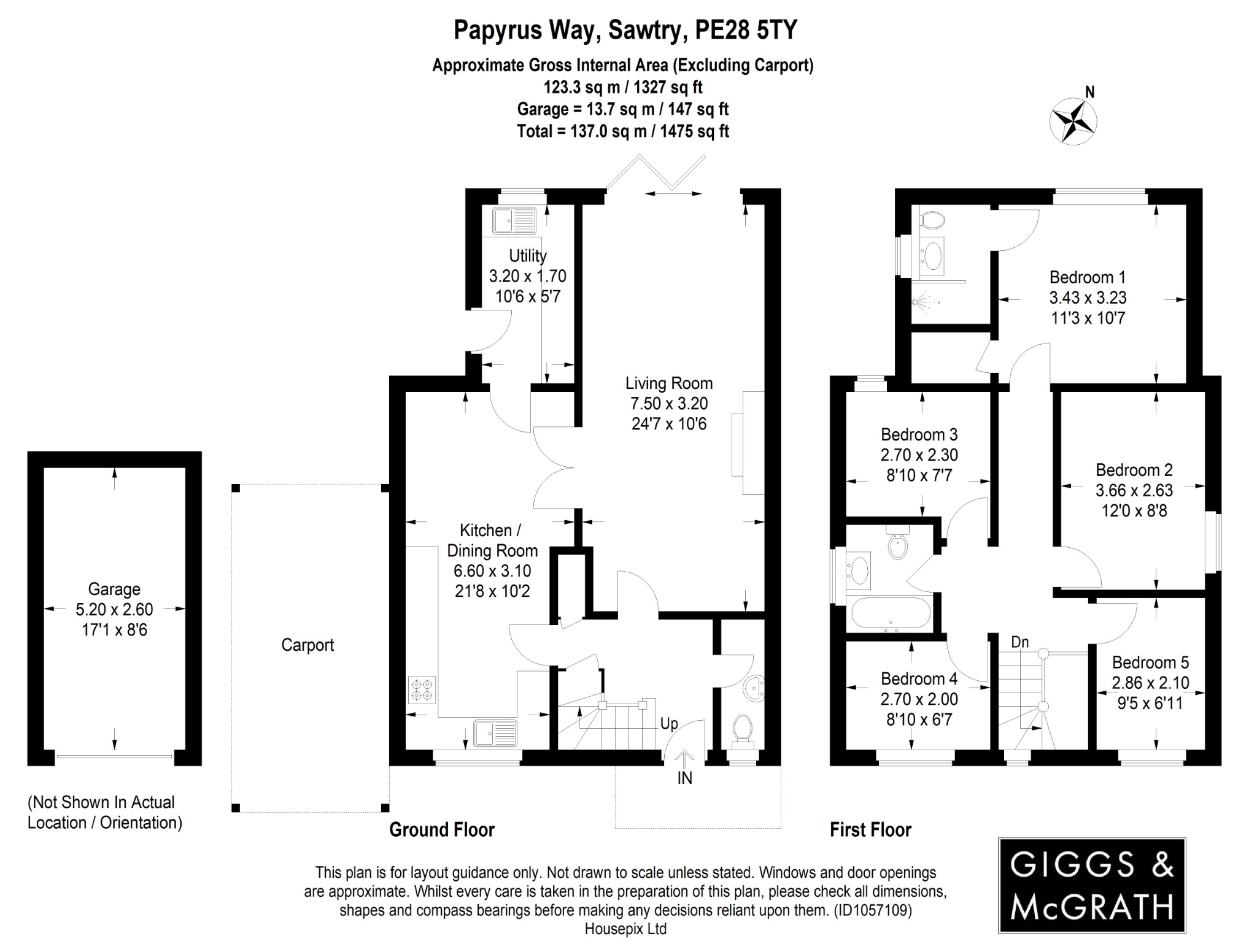 5 bed detached house for sale in Papyrus Way, Huntingdon - Property Floorplan