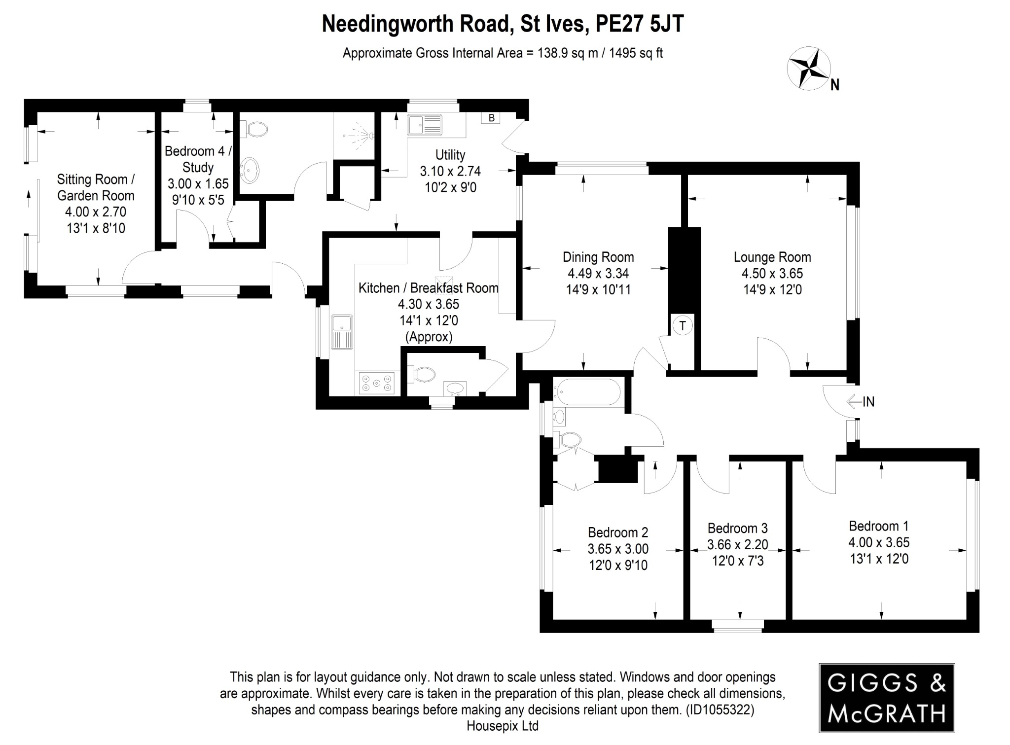 4 bed detached bungalow for sale in Needingworth Road, St Ives - Property Floorplan