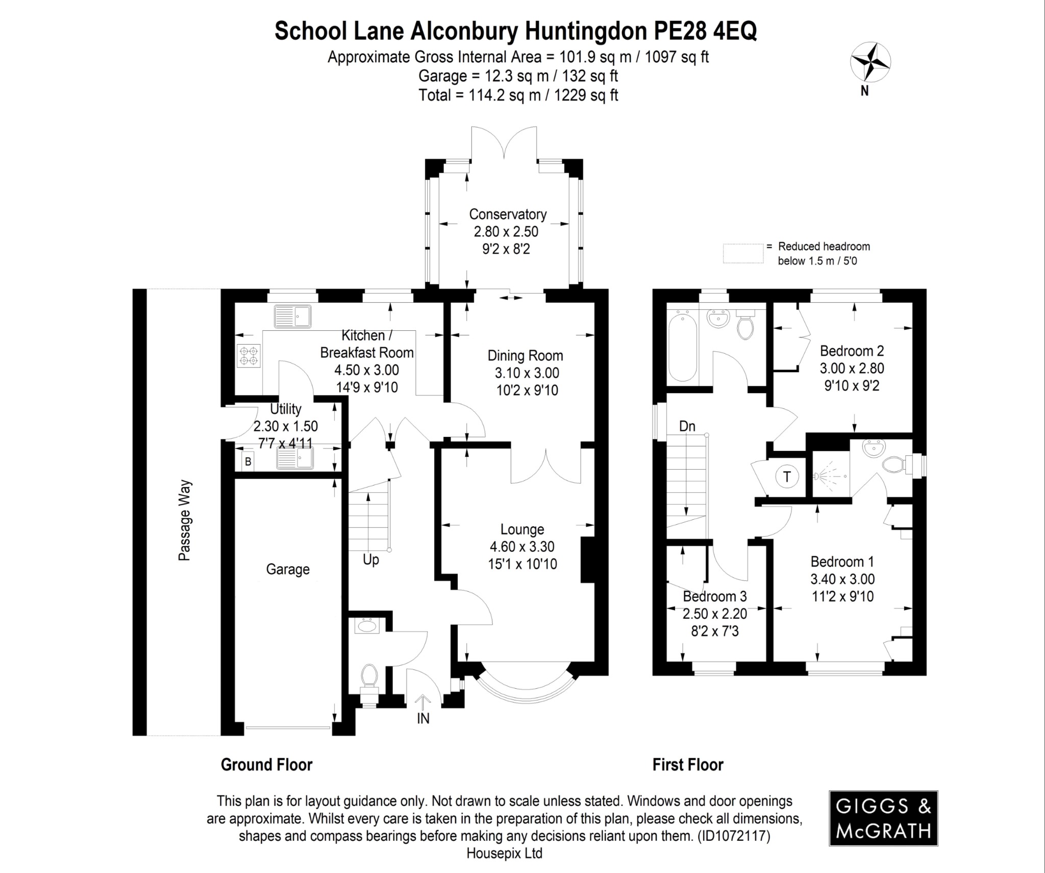 3 bed link detached house for sale in School Lane, Huntingdon - Property Floorplan