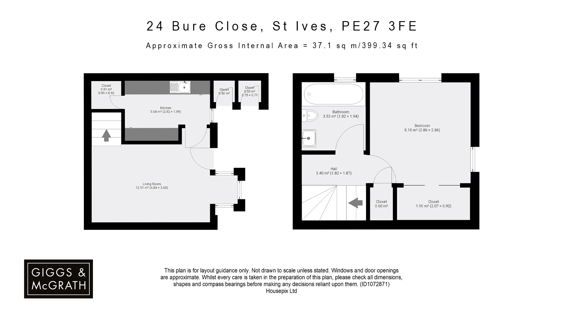 1 bed terraced house for sale in Bure Close, St Ives - Property Floorplan