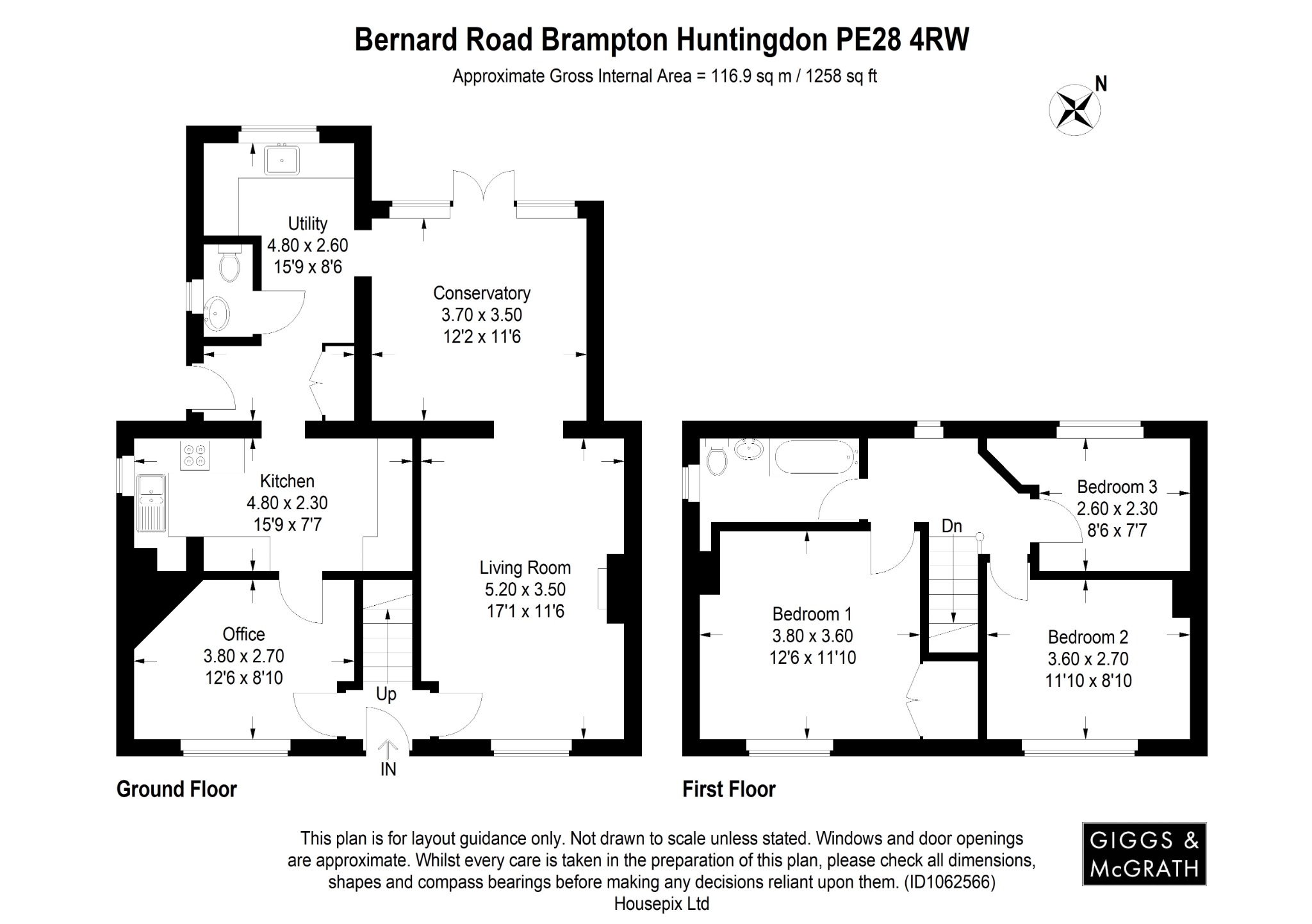 3 bed semi-detached house for sale in Bernard Road, Huntingdon - Property Floorplan