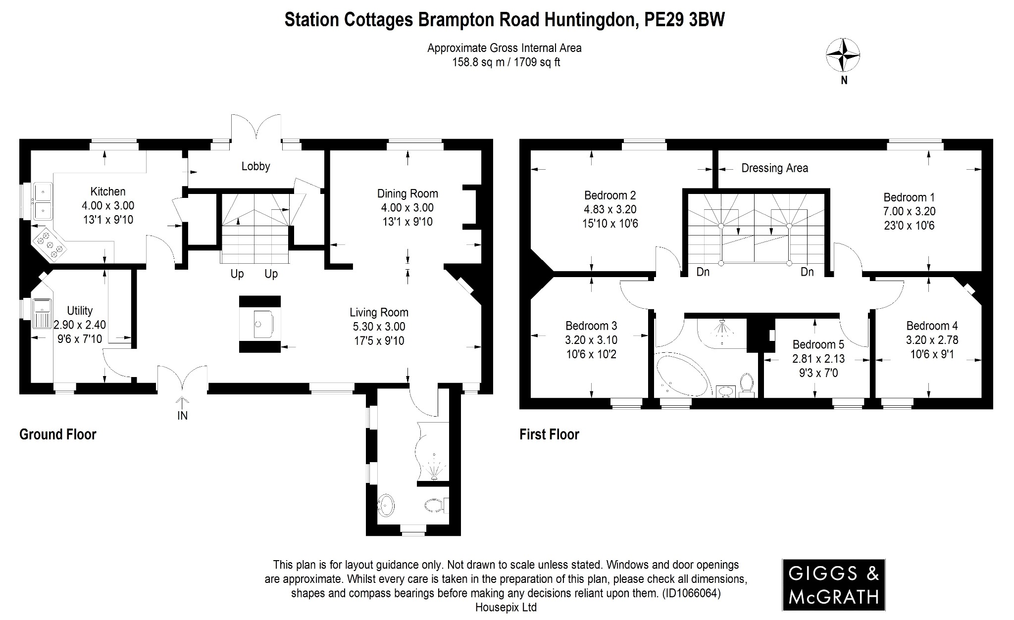 5 bed semi-detached house for sale, Huntingdon - Property Floorplan