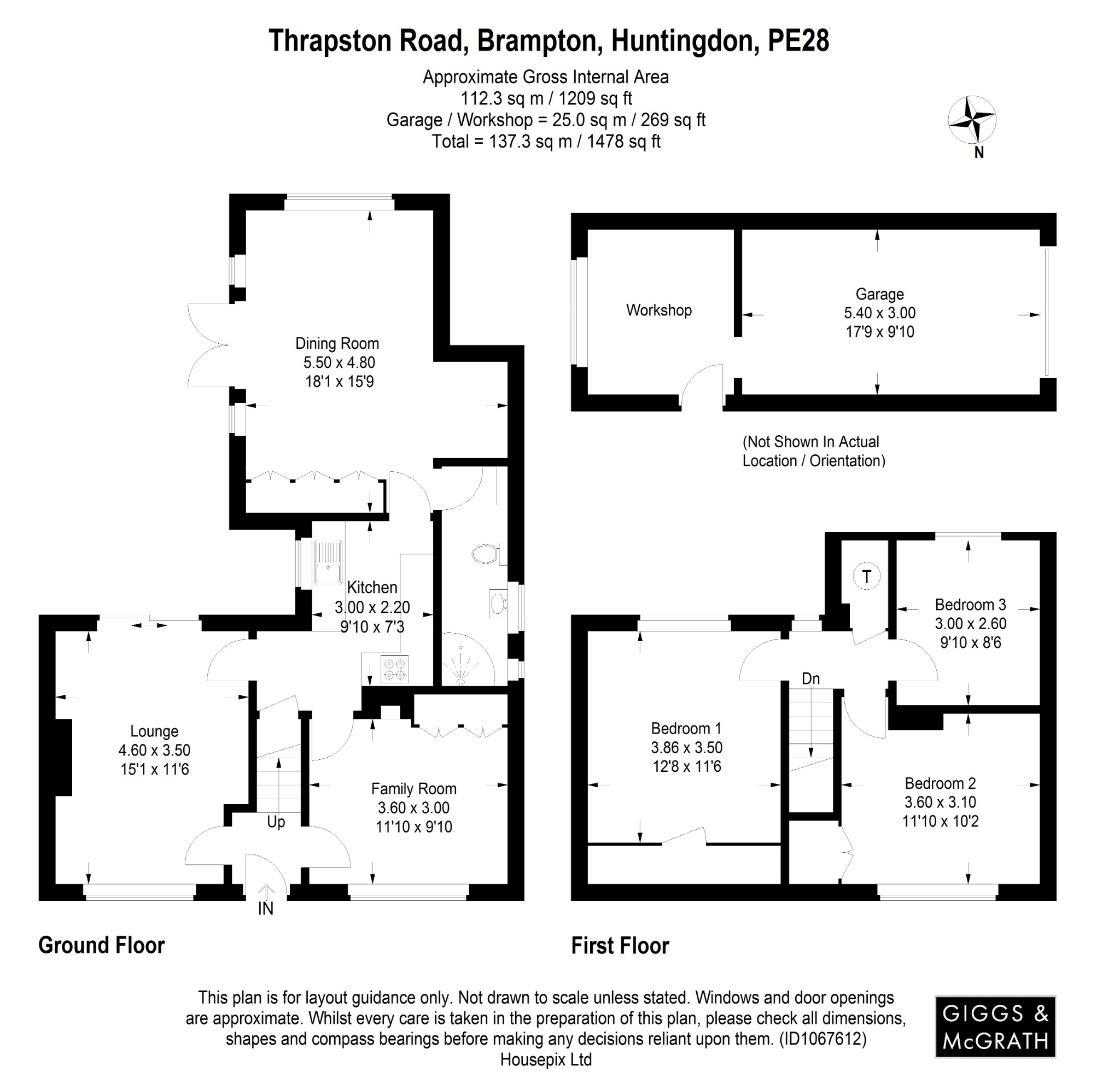 3 bed semi-detached house for sale in Thrapston Road, Huntingdon - Property Floorplan
